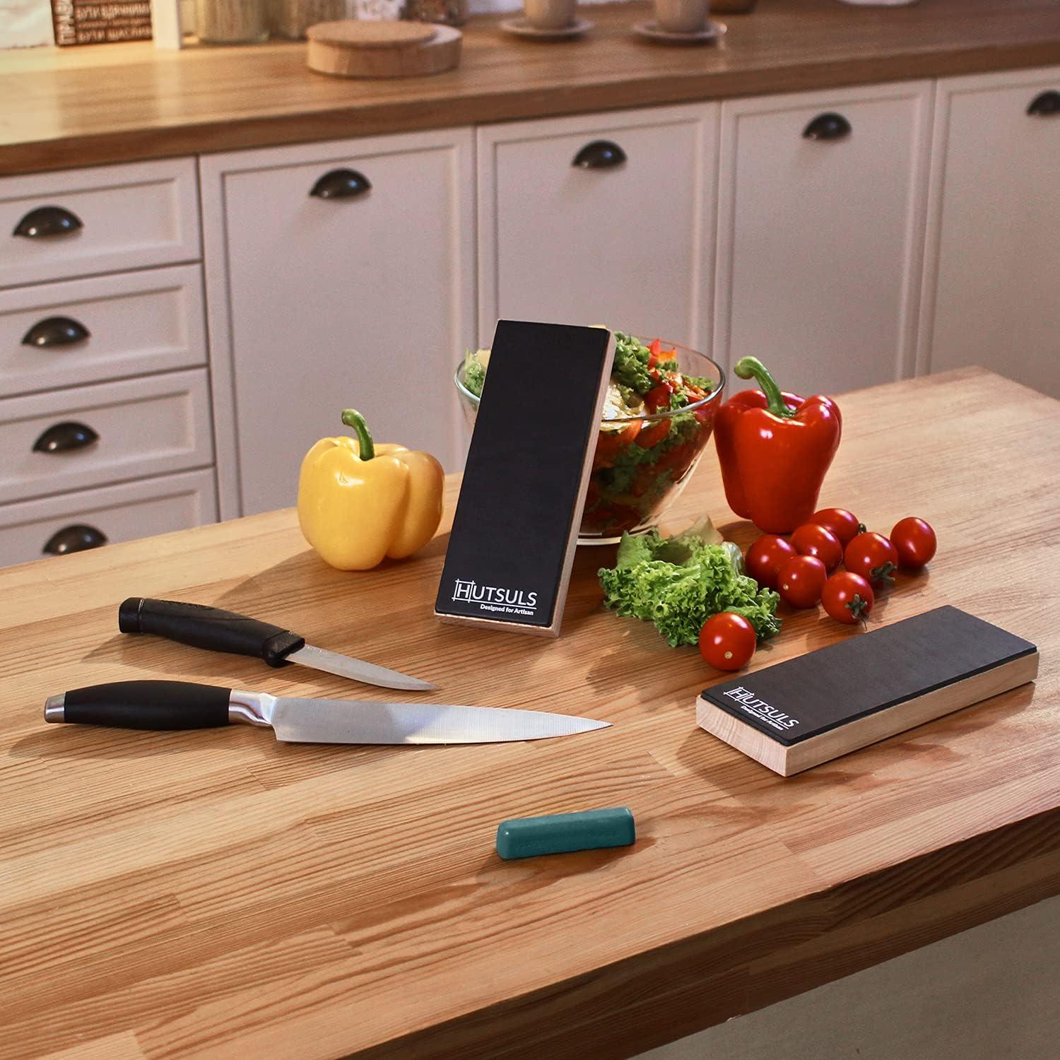 Bloque de Afilar de Cuero Hutsuls 20x8 cm con Compuesto Verde