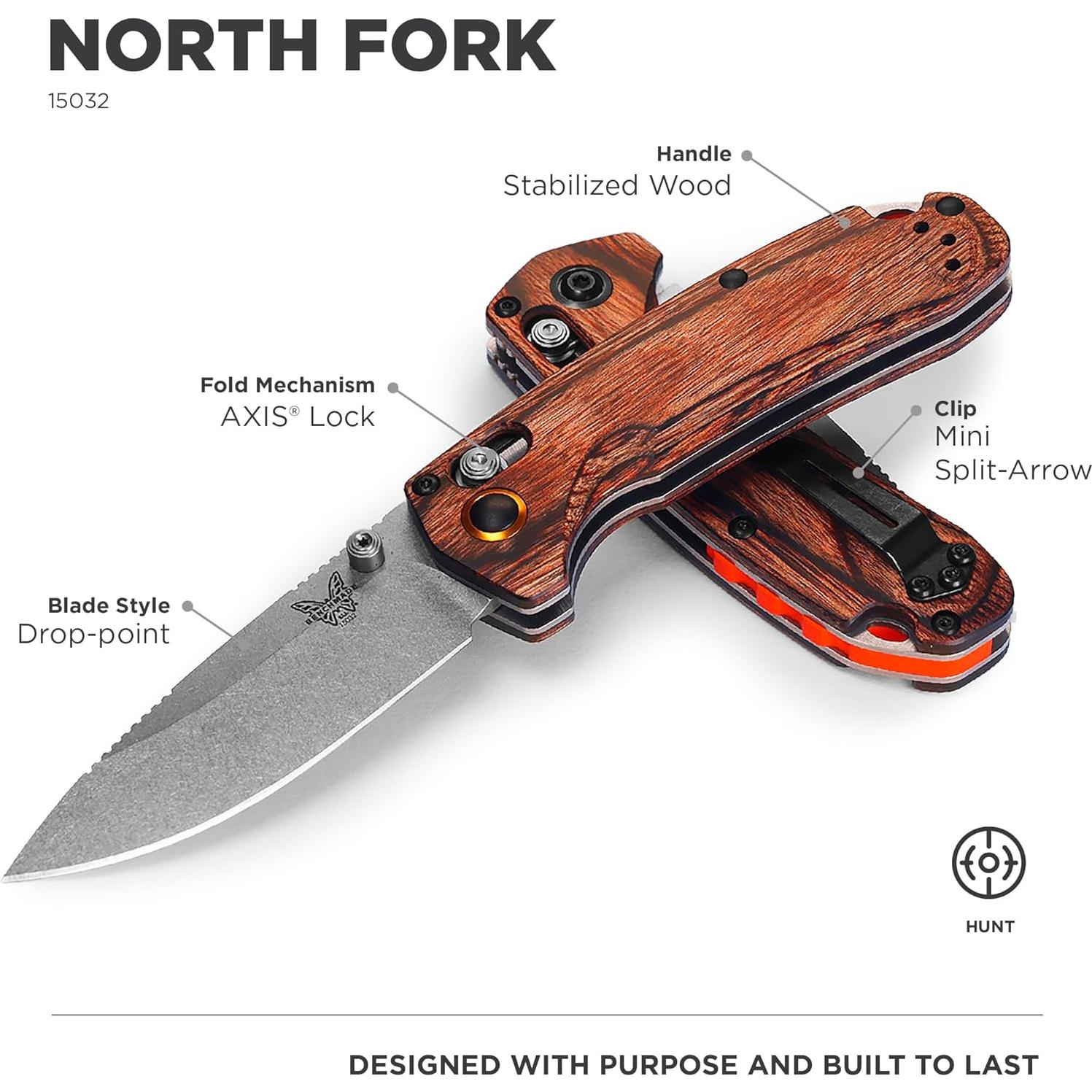 Cuchillo de Caza Benchmade North Fork 15032 - Madera Estabilizada