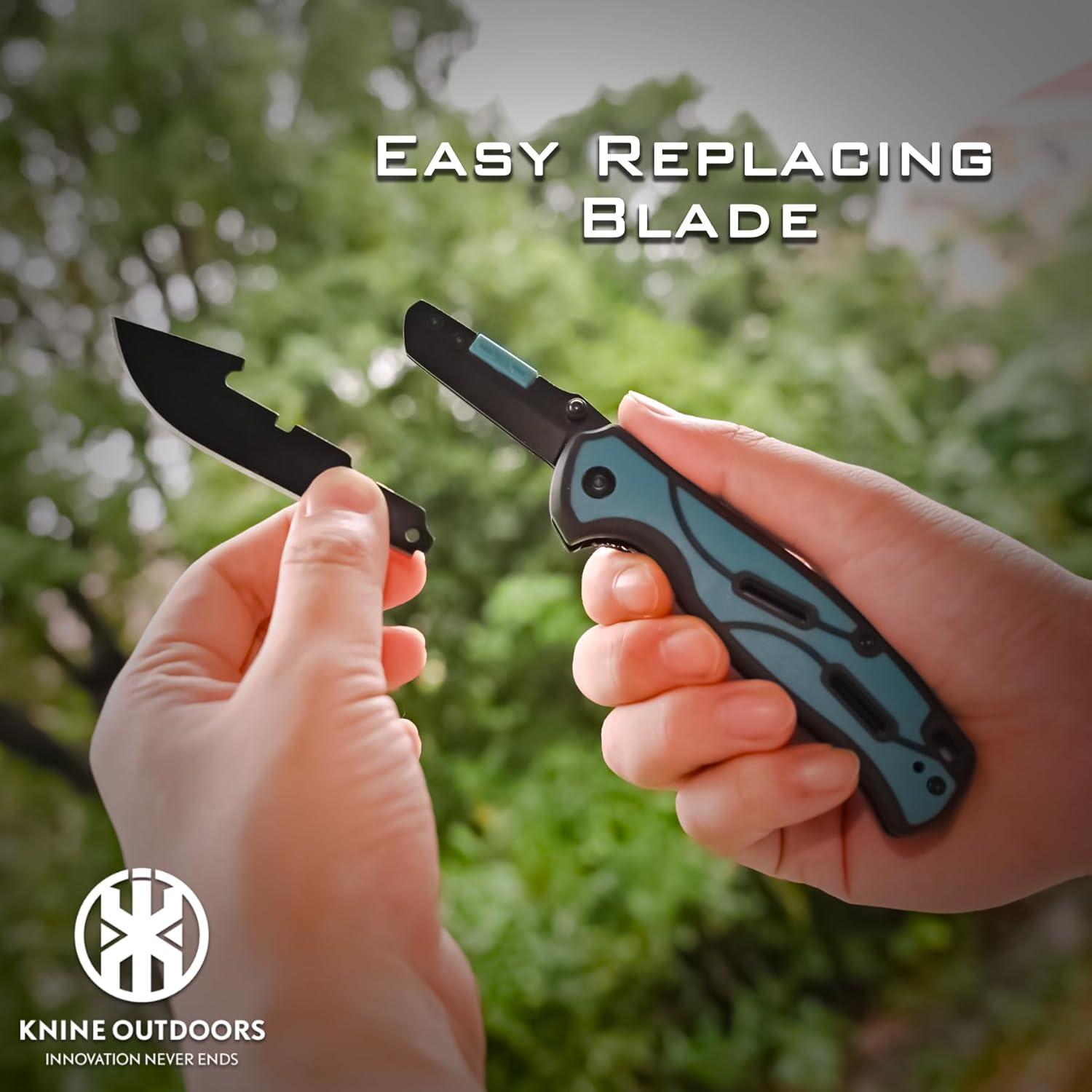 Cuchillo Plegable de Caza KNINE OUTDOORS con 9 Cuchillas Reemplazables