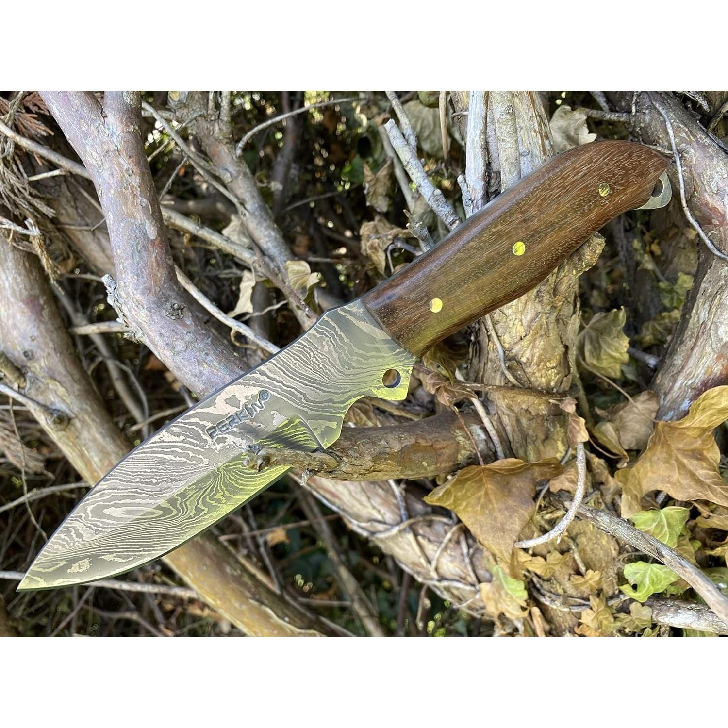 Cuchillo de Caza Perkin Damasco 25.4 cm Full Tang con Funda