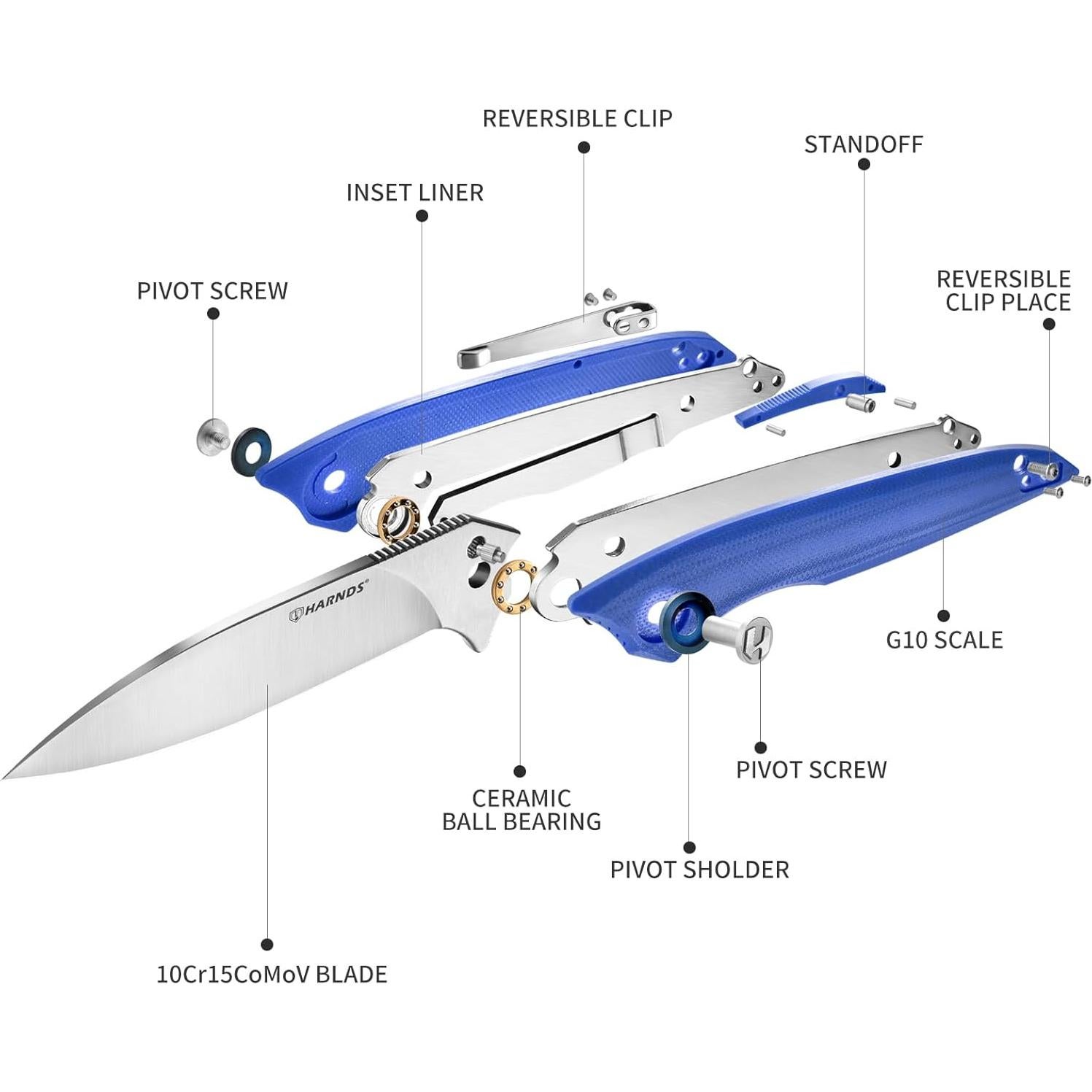 Cuchillo Plegable Harnds US-CK9175 Azul 195mm Camping Supervivencia