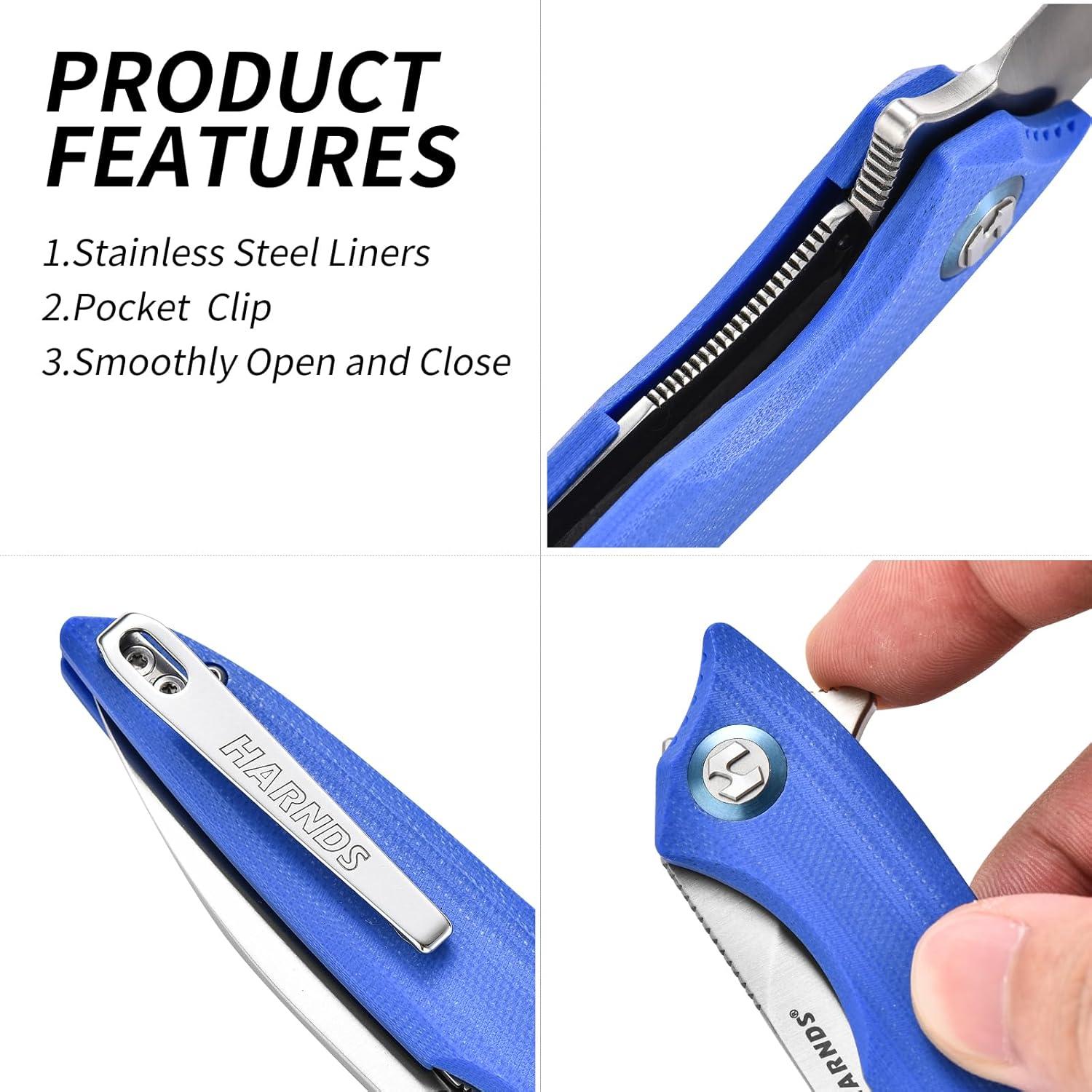 Cuchillo Plegable Harnds US-CK9175 Azul 195mm Camping Supervivencia