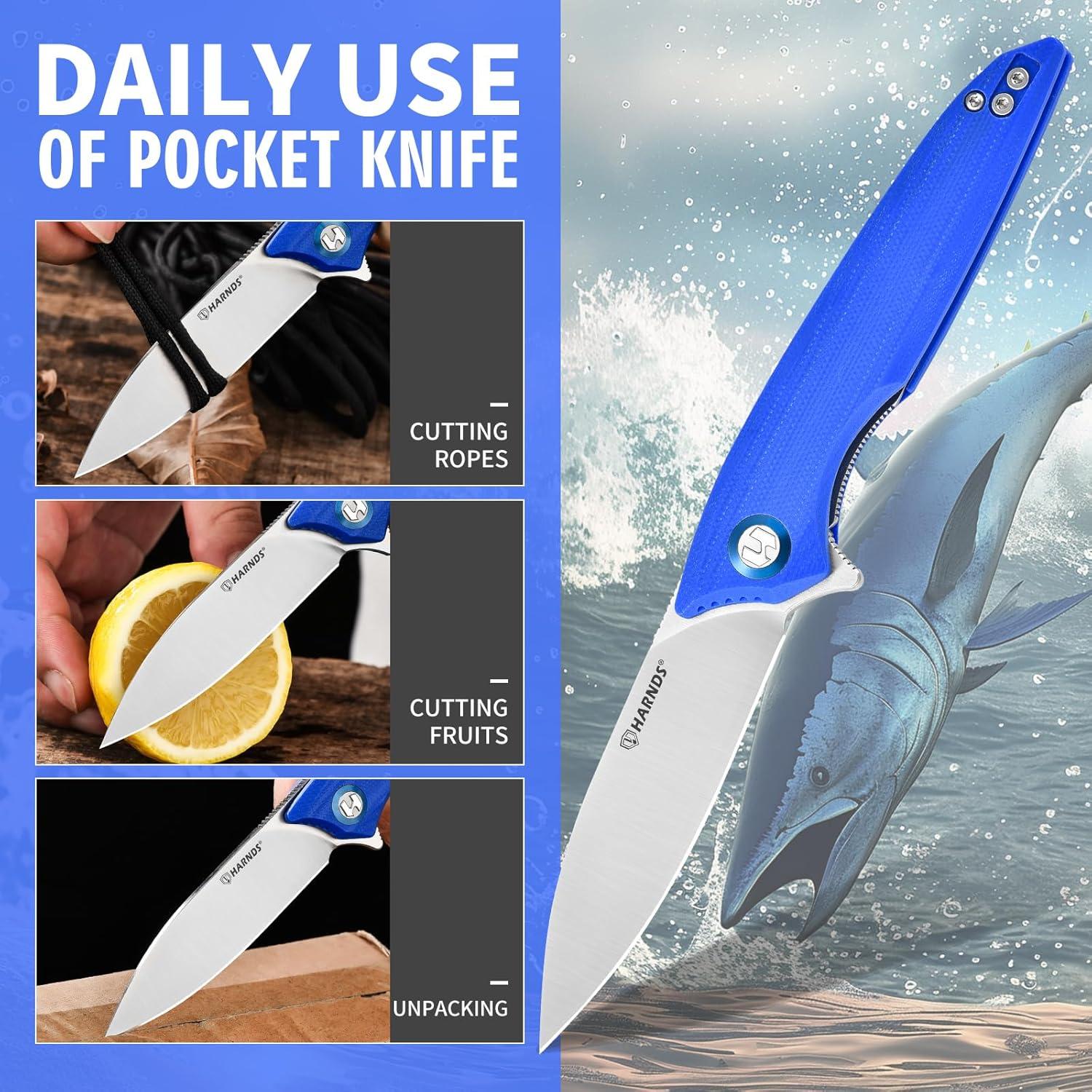 Cuchillo Plegable Harnds US-CK9175 Azul 195mm Camping Supervivencia