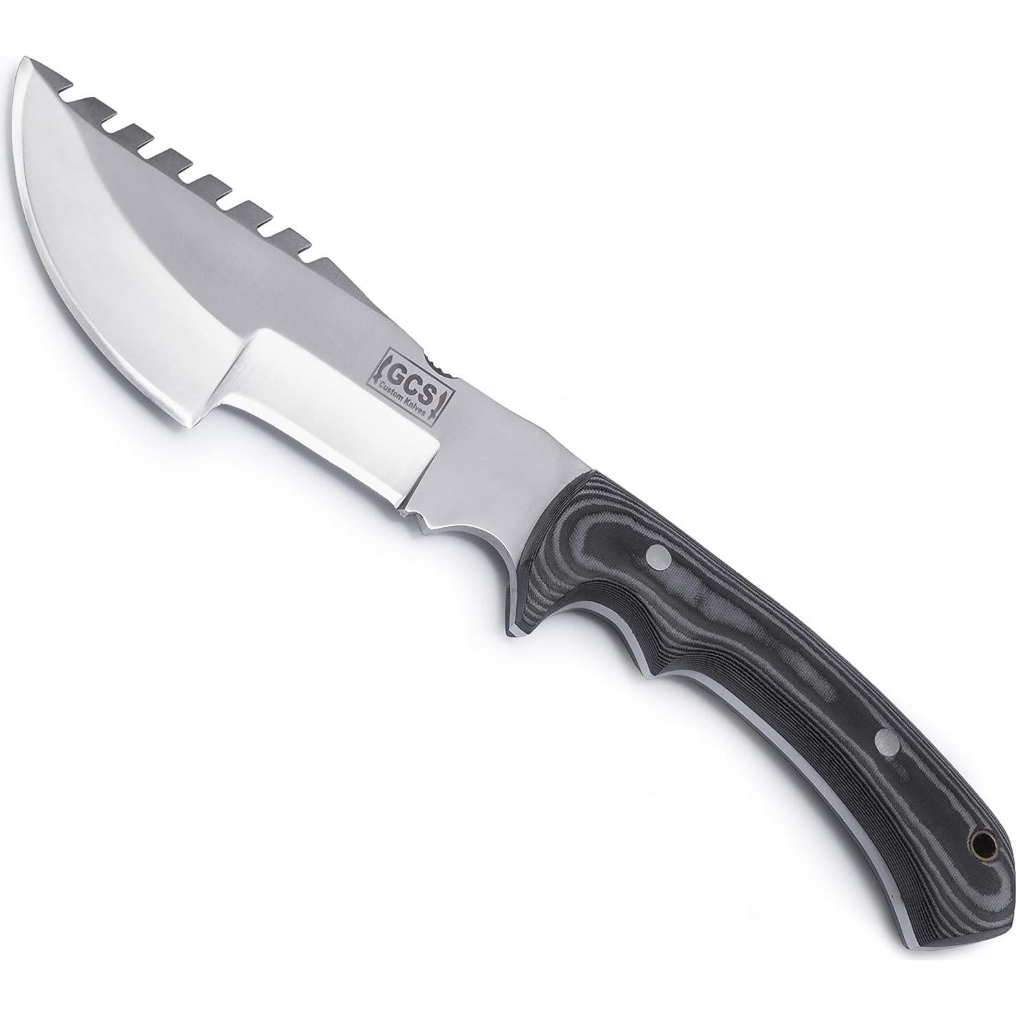 Cuchillo Táctico GCS 256 Hecho a Mano con Funda de Cuero