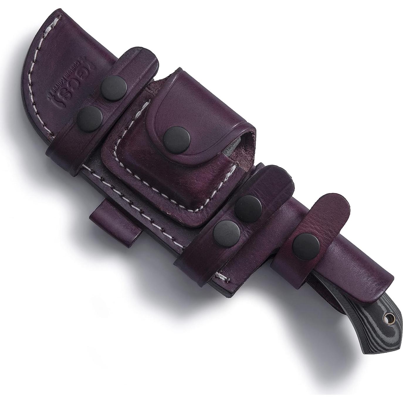 Cuchillo Táctico GCS 256 Hecho a Mano con Funda de Cuero