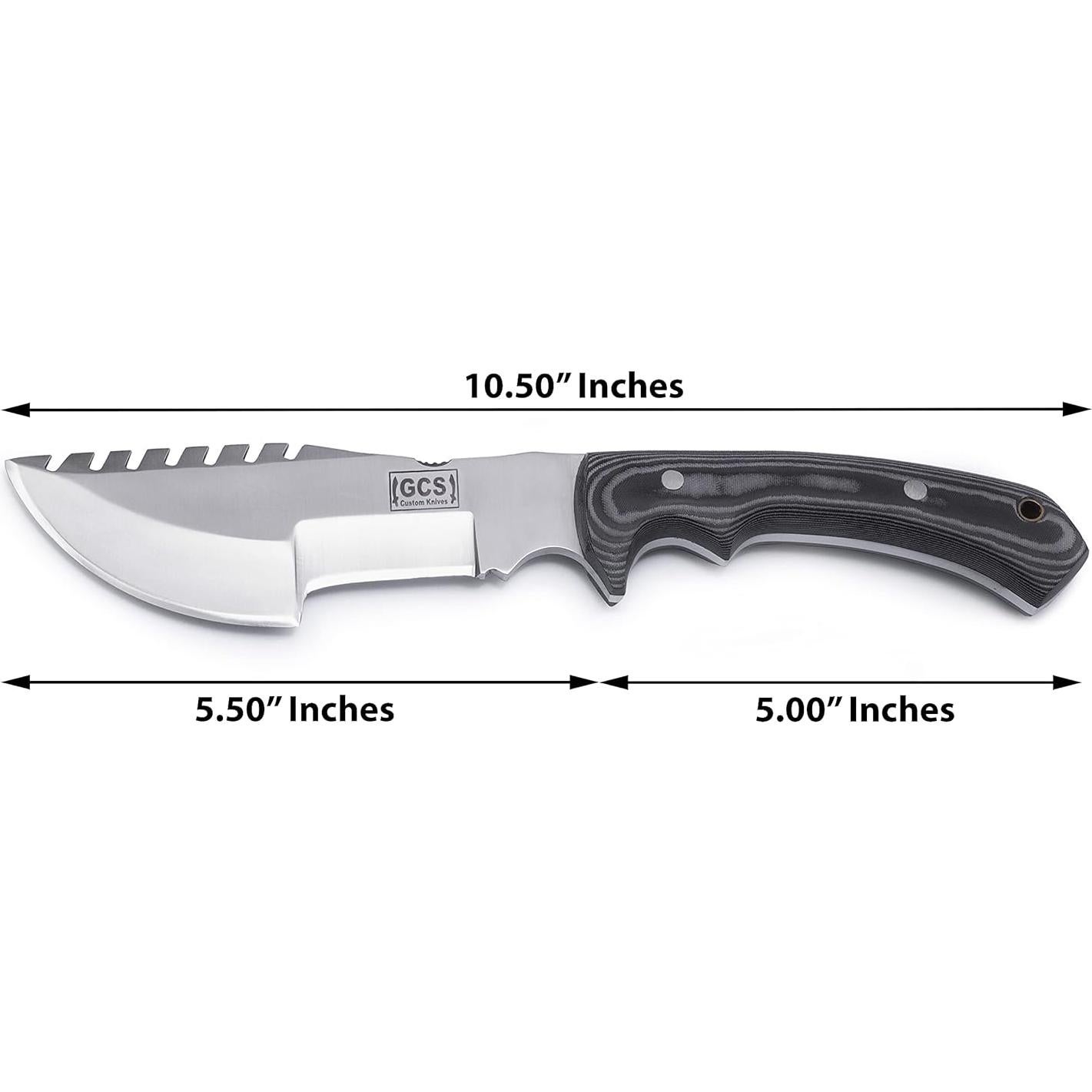 Cuchillo Táctico GCS 256 Hecho a Mano con Funda de Cuero