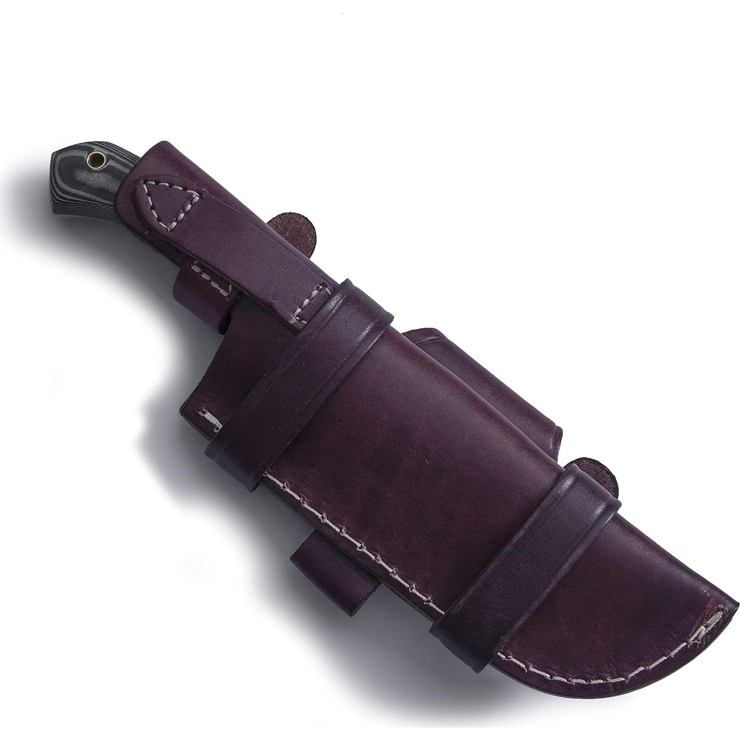 Cuchillo Táctico GCS 256 Hecho a Mano con Funda de Cuero