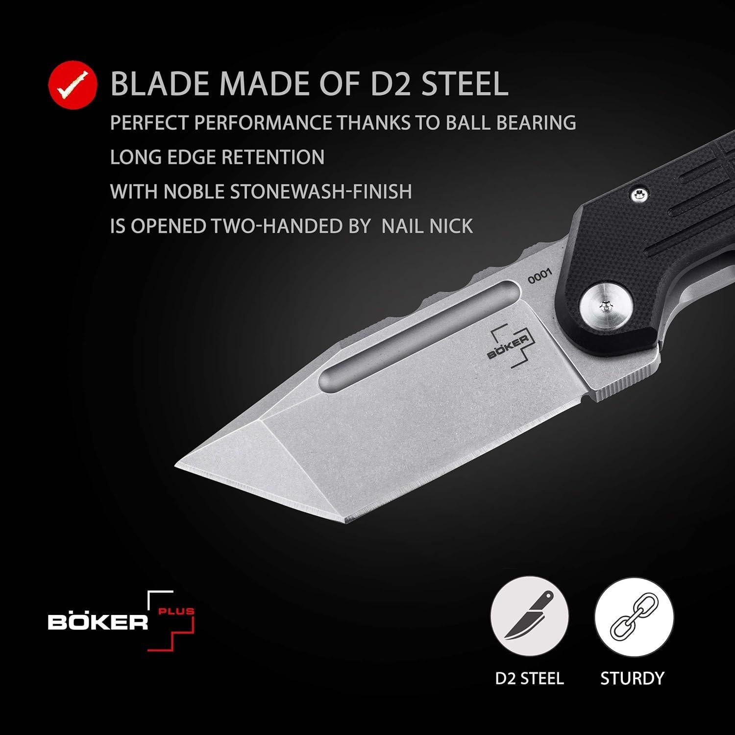 Cuchillo Táctico BÖKER PLUS Dvalin Folder Tanto 7,1 cm D2