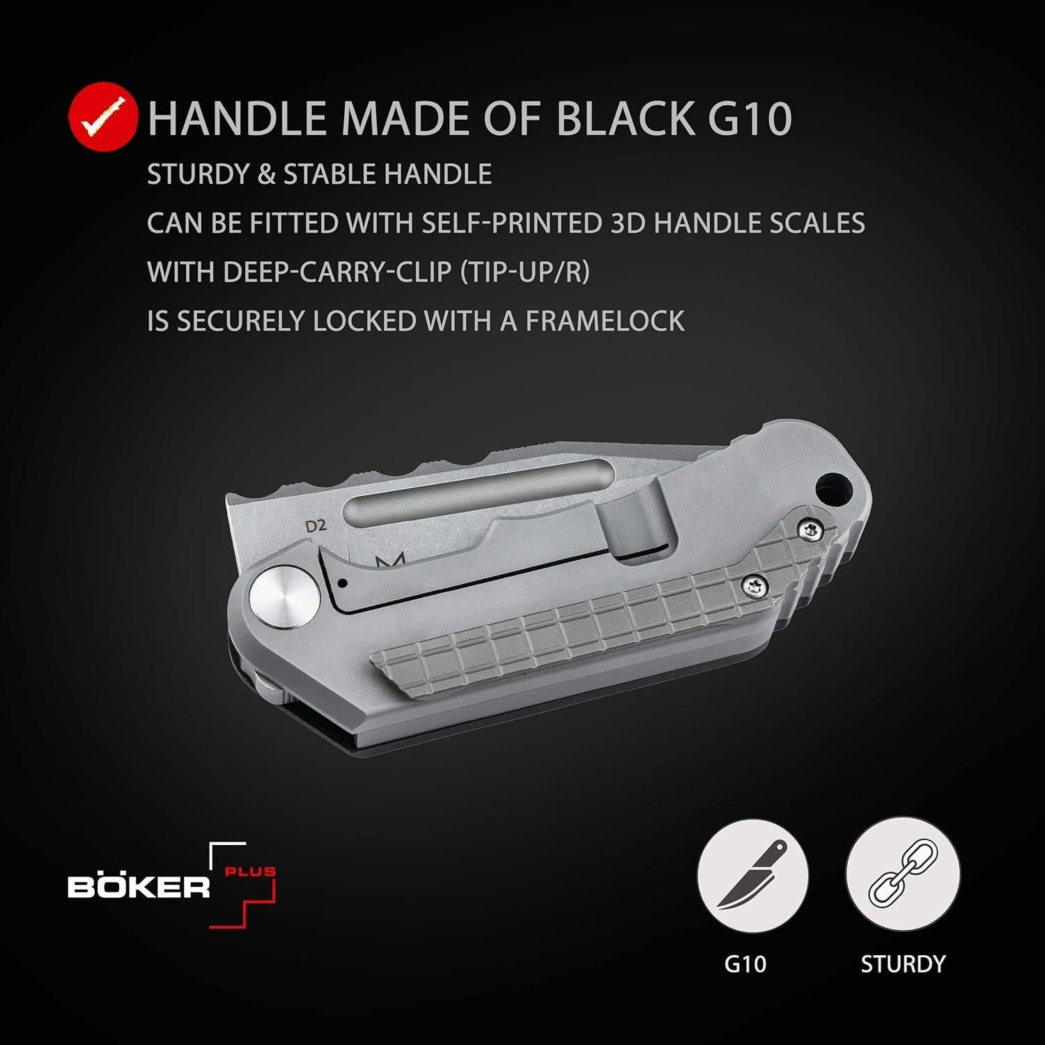 Cuchillo Táctico BÖKER PLUS Dvalin Folder Tanto 7,1 cm D2