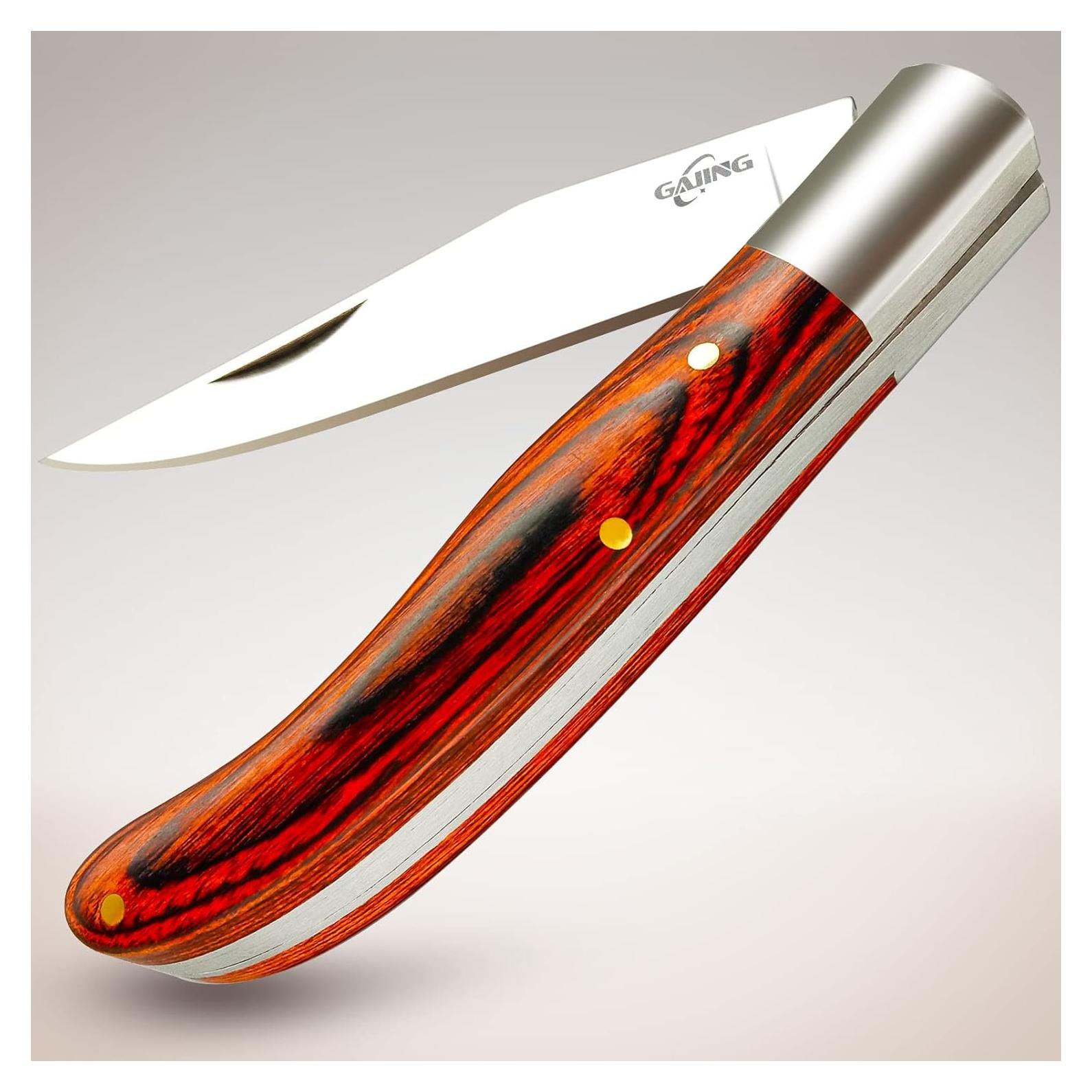 Cuchillo de bolsillo Gajing Barlow con mango de madera de cerezo