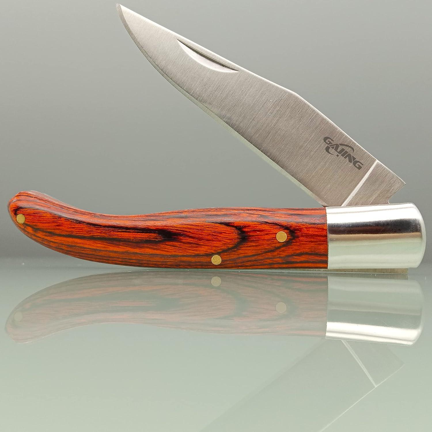 Cuchillo de bolsillo Gajing Barlow con mango de madera de cerezo