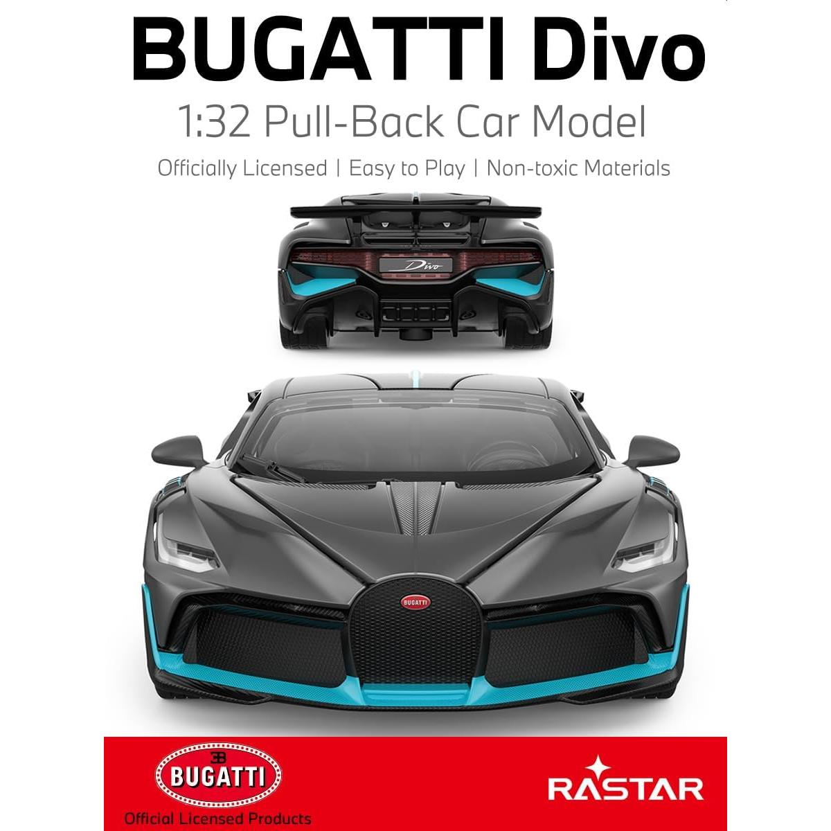 Coche de Metal Die-Cast Rastar Bugatti Divo 1/32 Gris