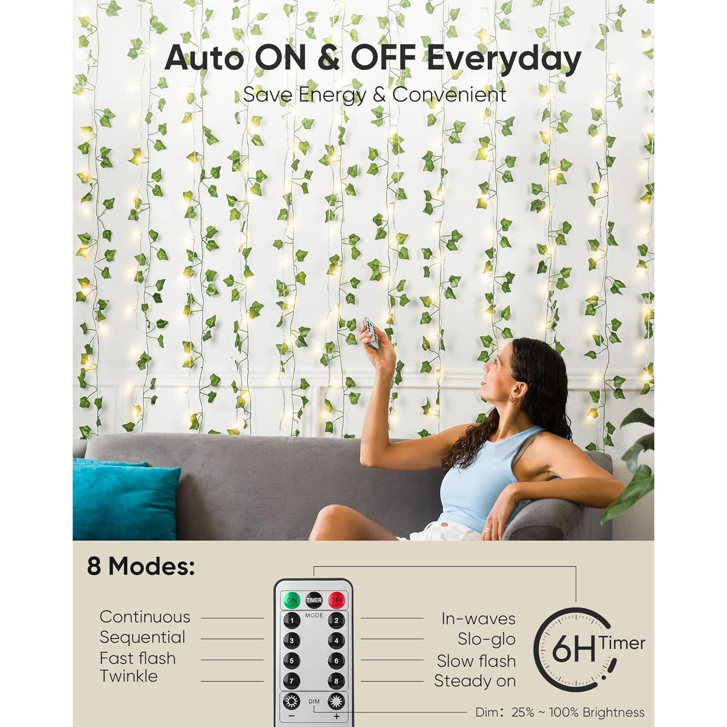 Guirnalda de Hiedra Artificial JACKYLED 25.6m con 240 Luces LED