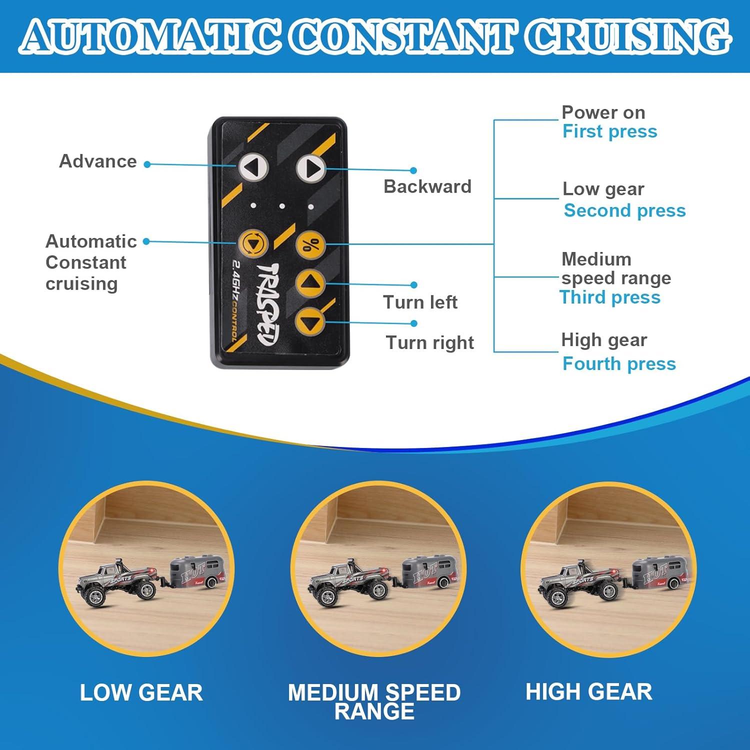 Mini Camión RC Hehred G16-M6 1:64 con Remolque y Luces