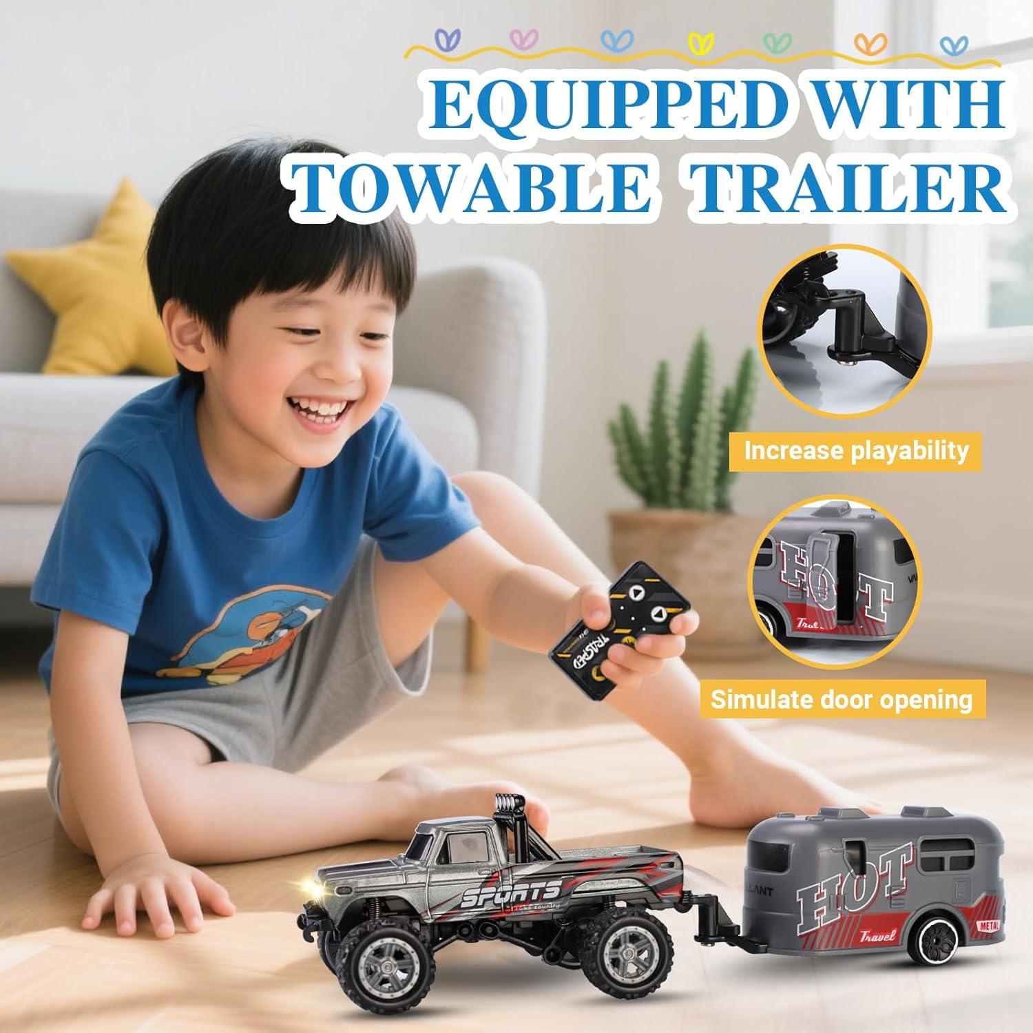 Mini Camión RC Hehred G16-M6 1:64 con Remolque y Luces