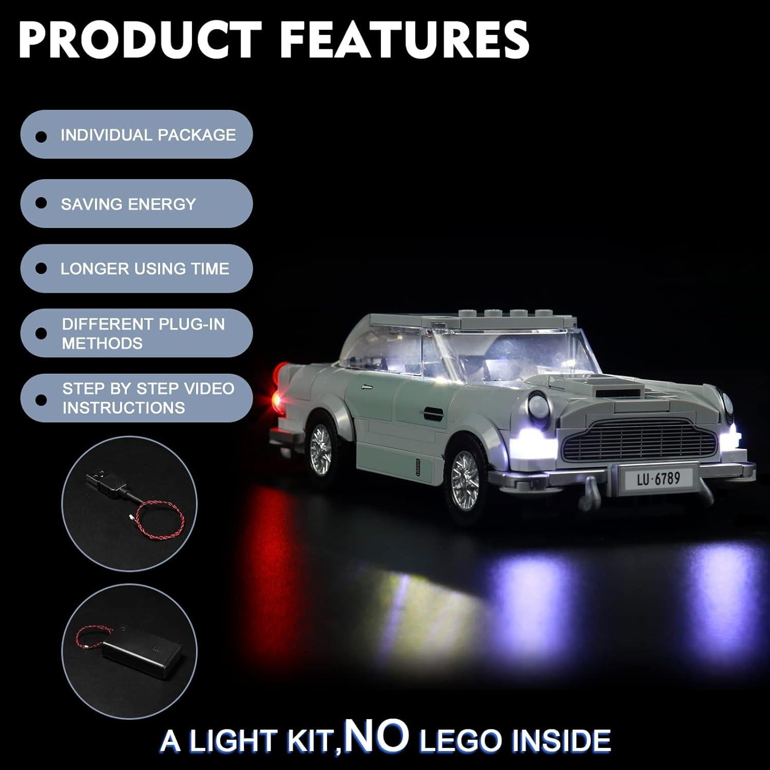 Kit de Luz LED BrickBling para LEGO Aston Martin DB5 76911