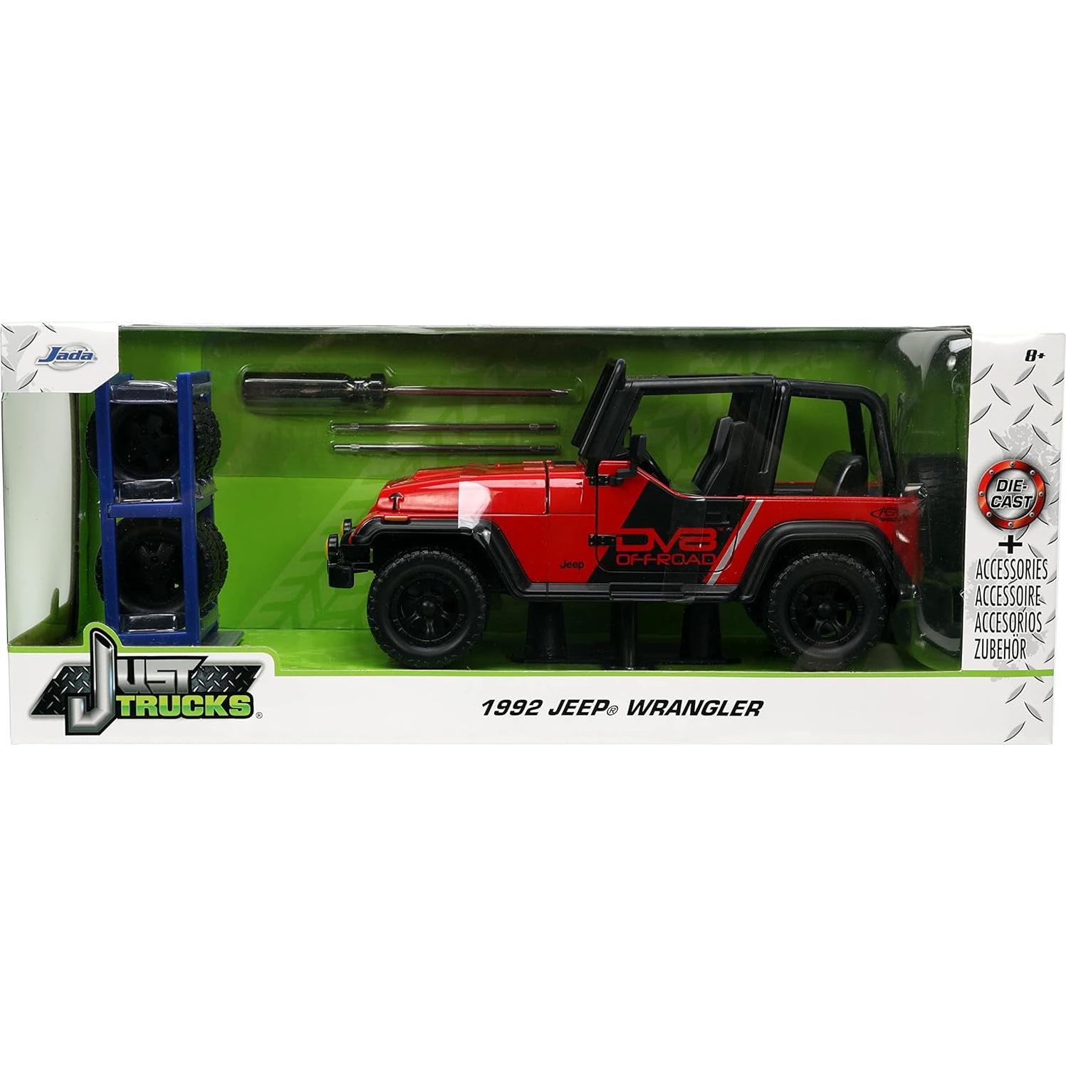 Juguete Die-cast Jeep Wrangler 1992 Jada Toys 1:24 Rojo/Negro