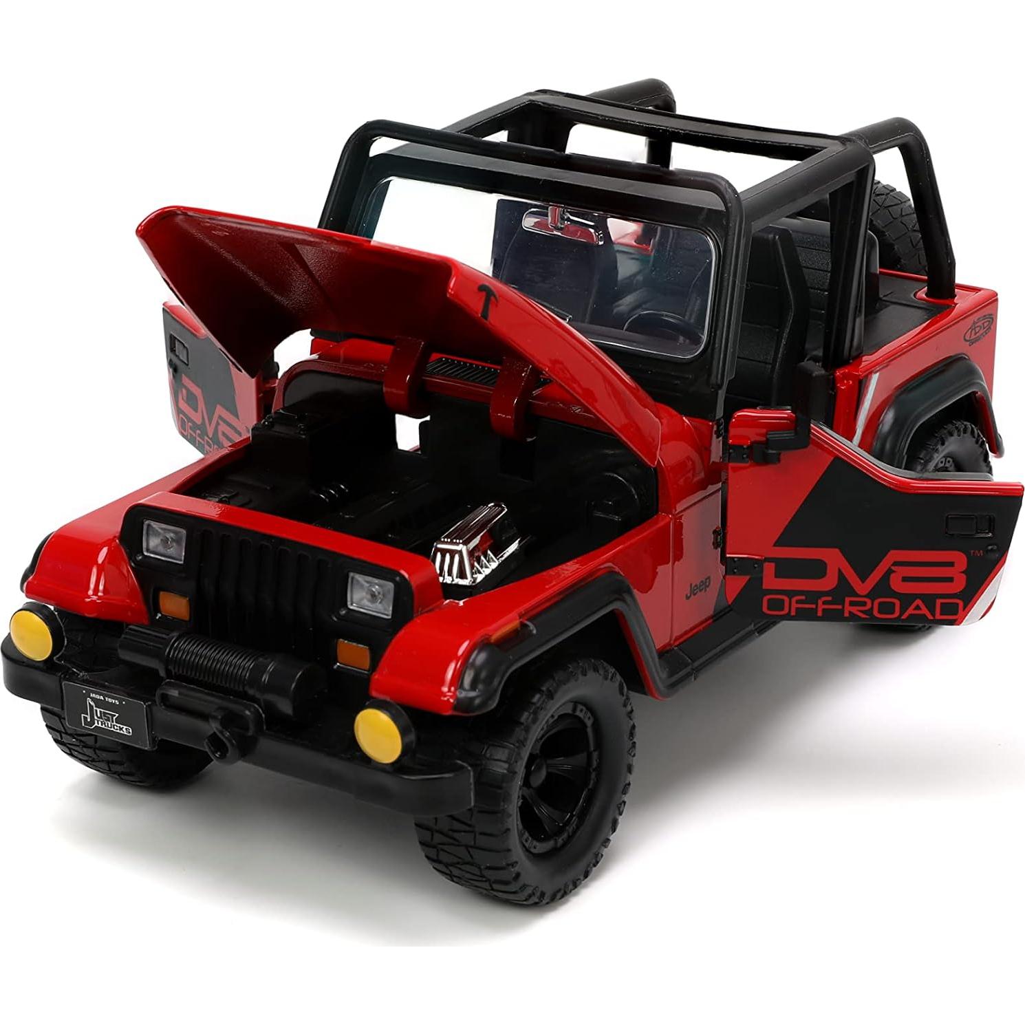 Juguete Die-cast Jeep Wrangler 1992 Jada Toys 1:24 Rojo/Negro