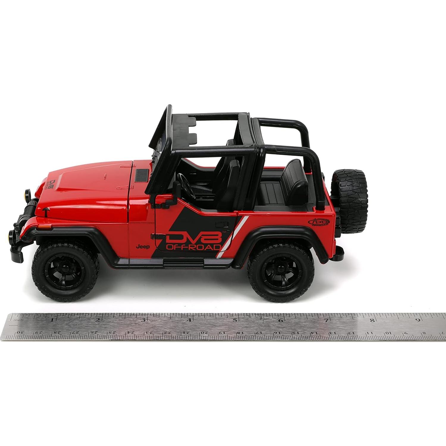 Juguete Die-cast Jeep Wrangler 1992 Jada Toys 1:24 Rojo/Negro