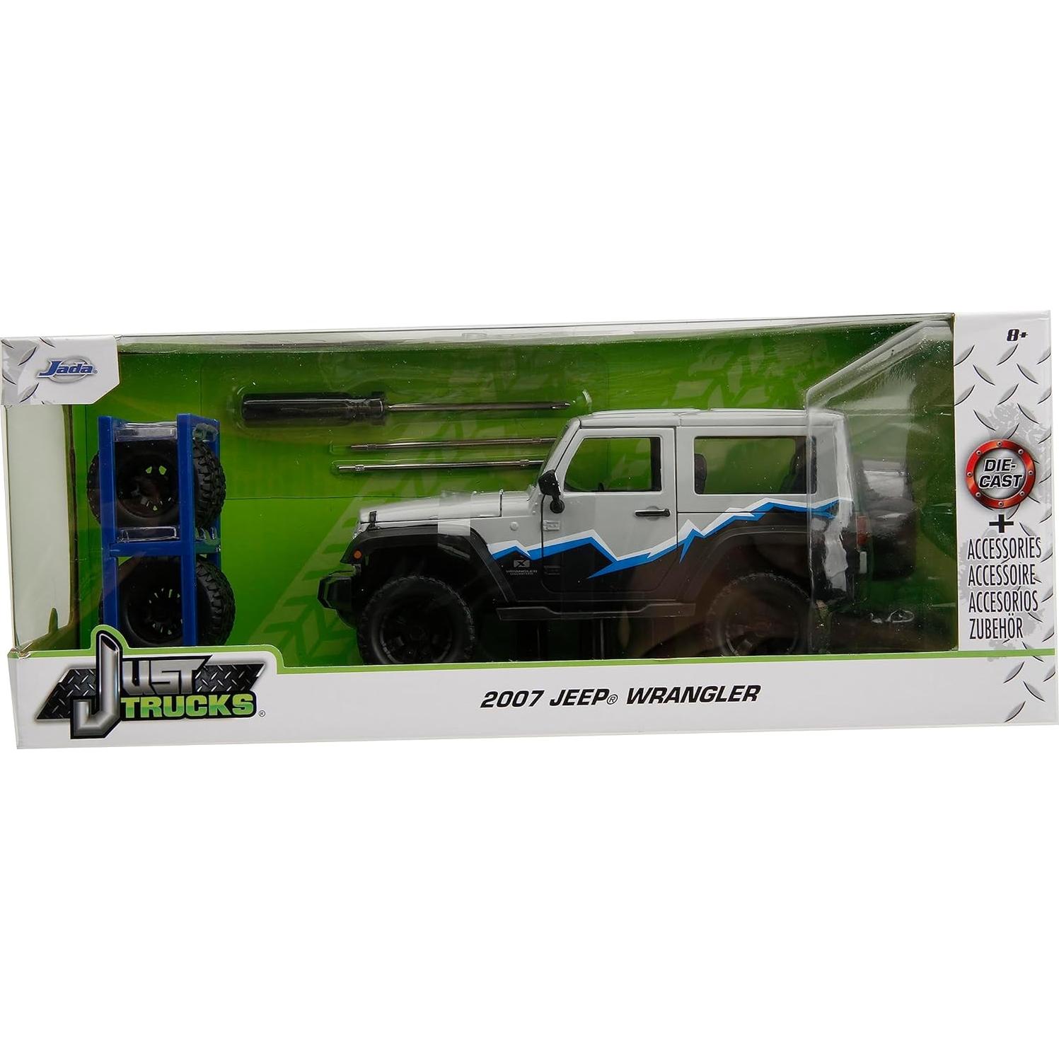 Juguete Die-Cast Jeep Wrangler 2007 Jada Toys 1:24 Gris/Negro