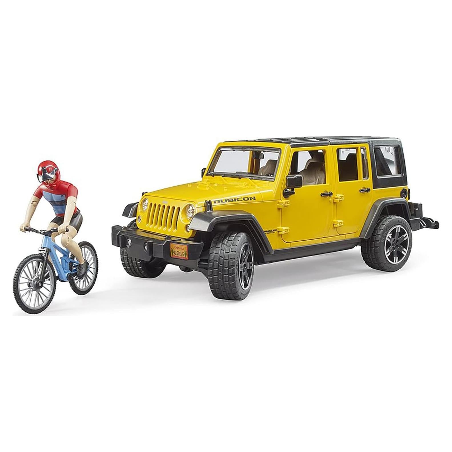 Jeep Wrangler Rubicon Bruder 02543 con bicicleta y figura