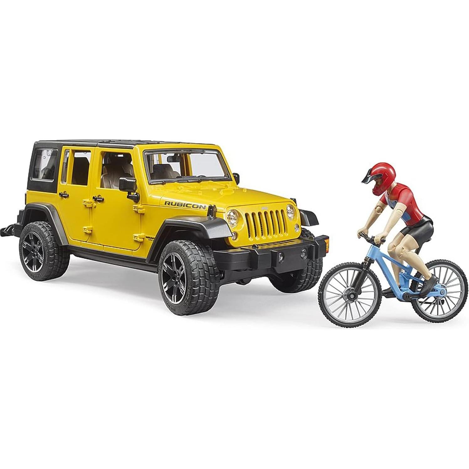 Jeep Wrangler Rubicon Bruder 02543 con bicicleta y figura