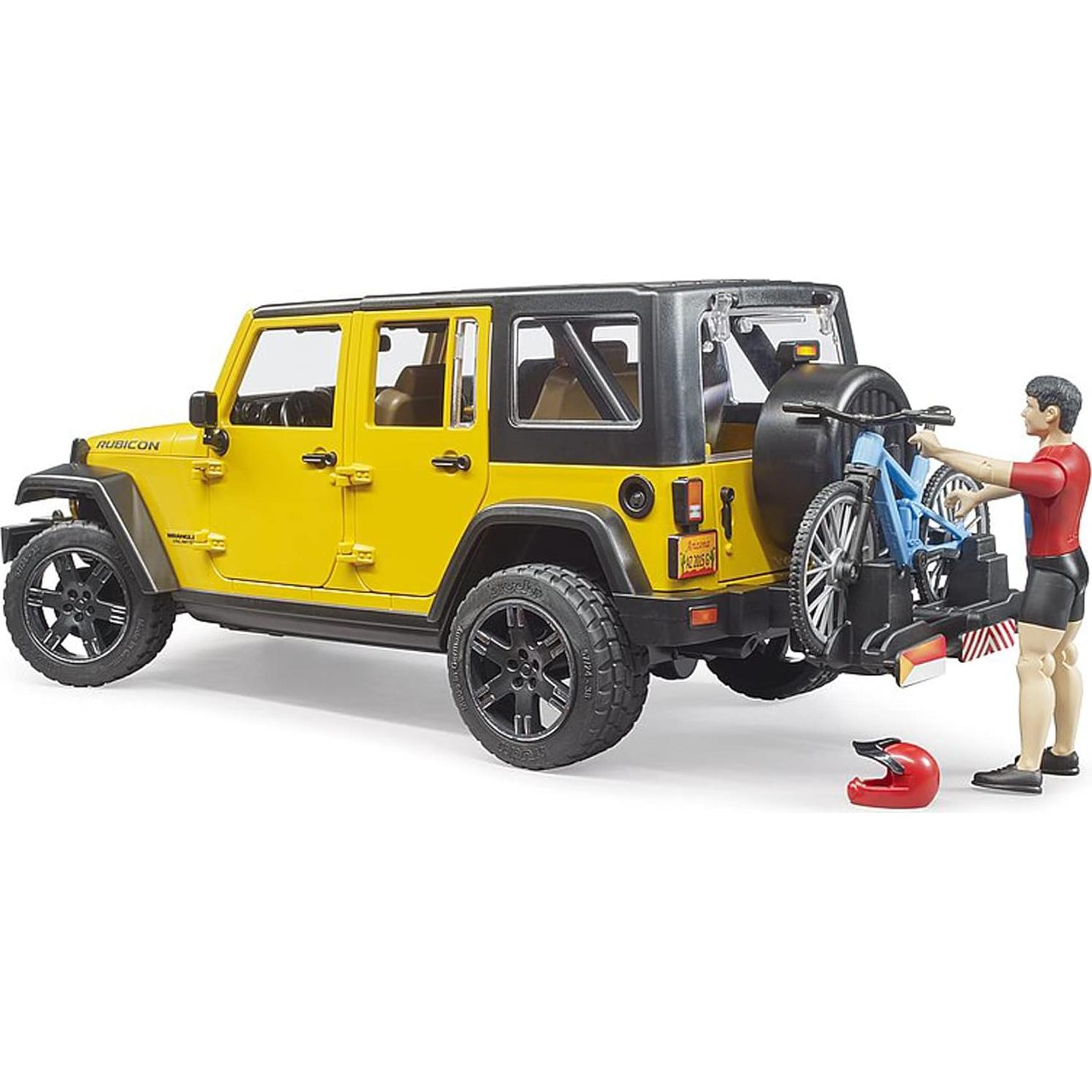 Jeep Wrangler Rubicon Bruder 02543 con bicicleta y figura