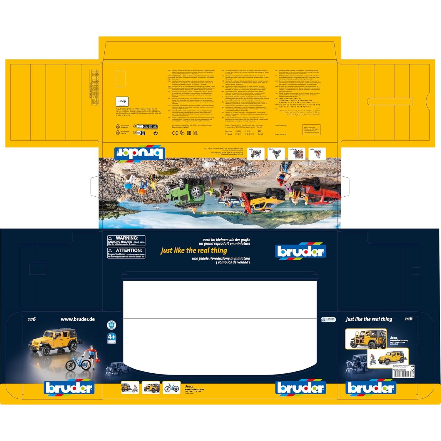 Jeep Wrangler Rubicon Bruder 02543 con bicicleta y figura