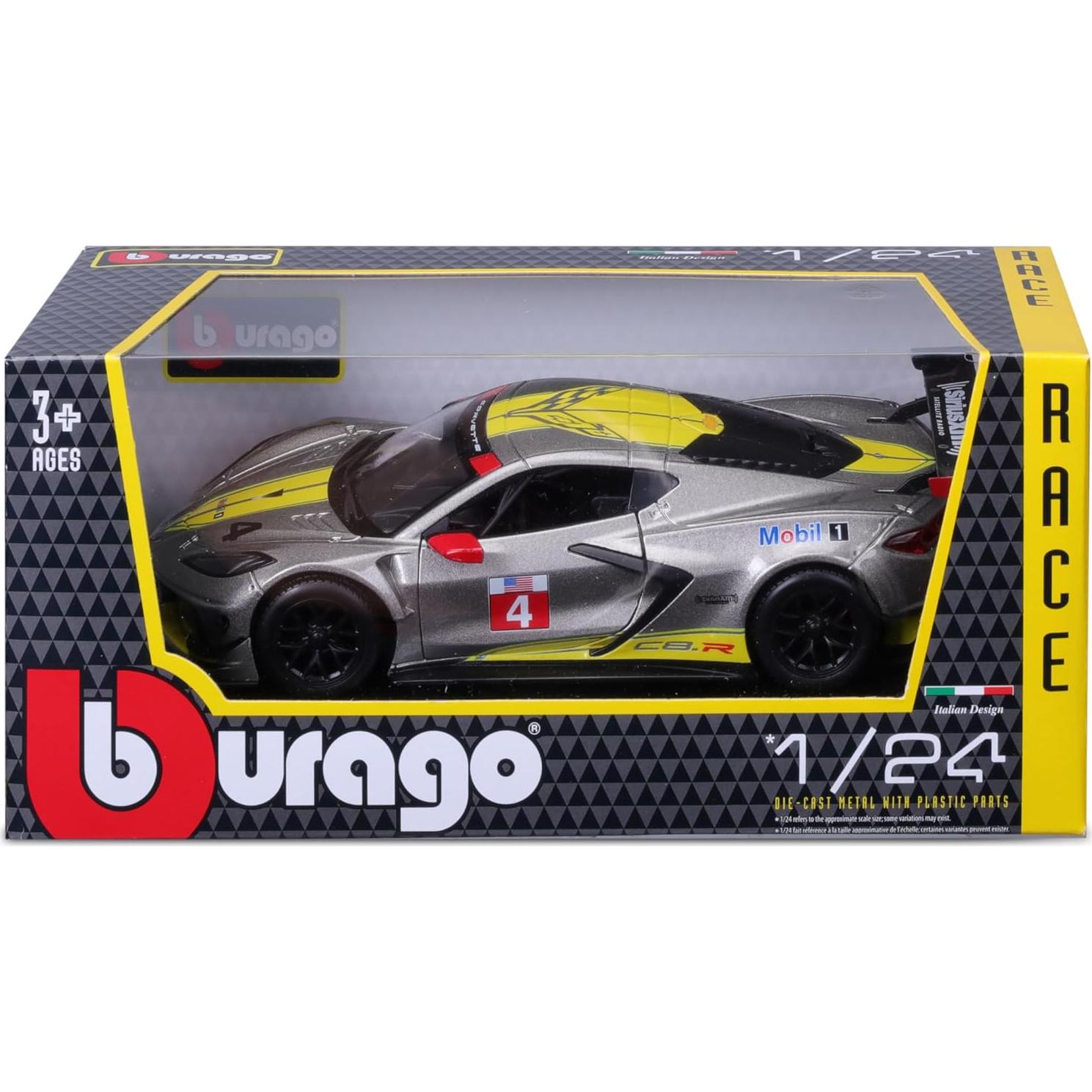 Modelo a Escala 1:24 Bburago Chevrolet Corvette C8.R Amarillo