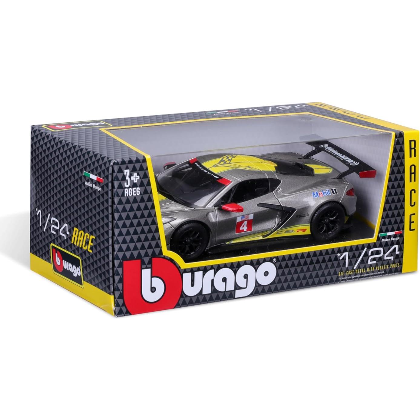 Modelo a Escala 1:24 Bburago Chevrolet Corvette C8.R Amarillo