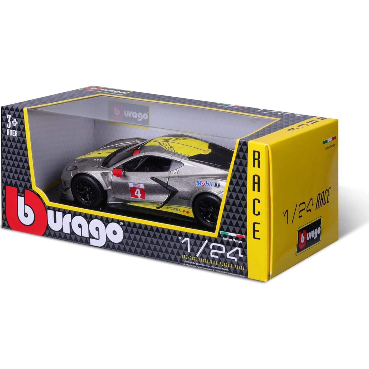 Modelo a Escala 1:24 Bburago Chevrolet Corvette C8.R Amarillo