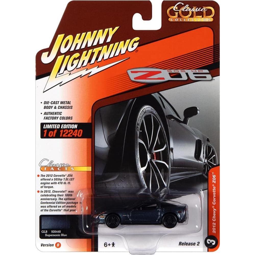 Coche Diecast Johnny Lightning Chevrolet Corvette Z06 Azul 1:64