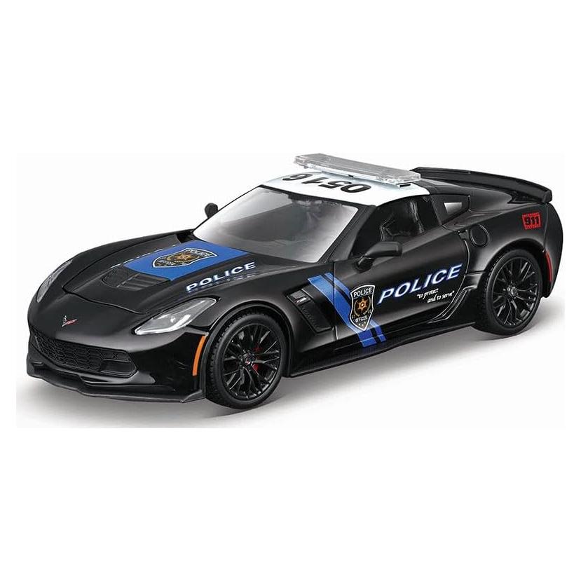 Coche Diecast Maisto 1:24 Chevrolet Corvette Z06 Policía Negro