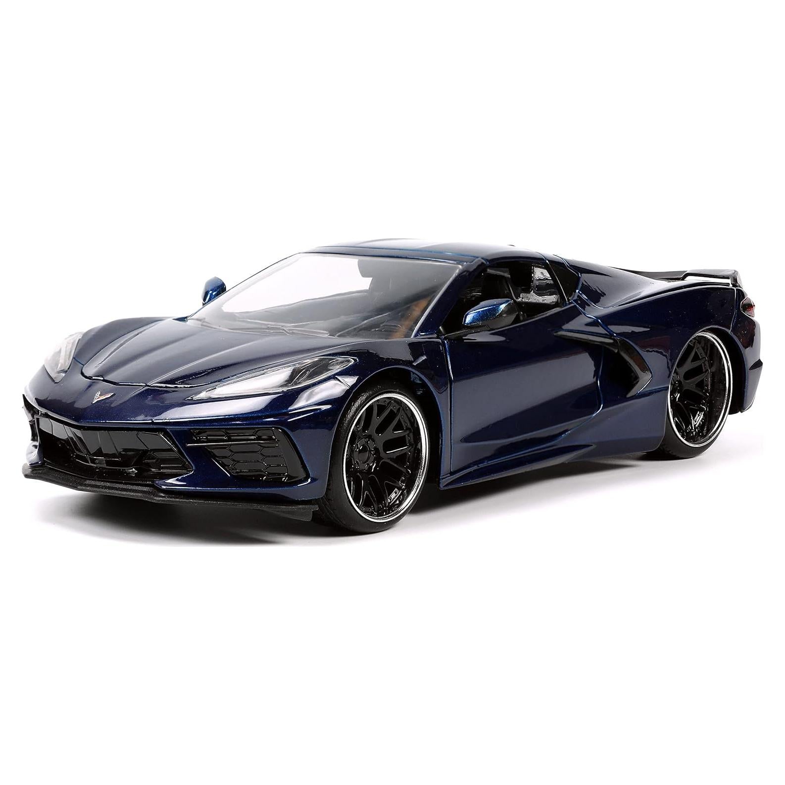 Modelo de Coche Diecast Jada 2020 Chevy Corvette C8 Azul 1:24