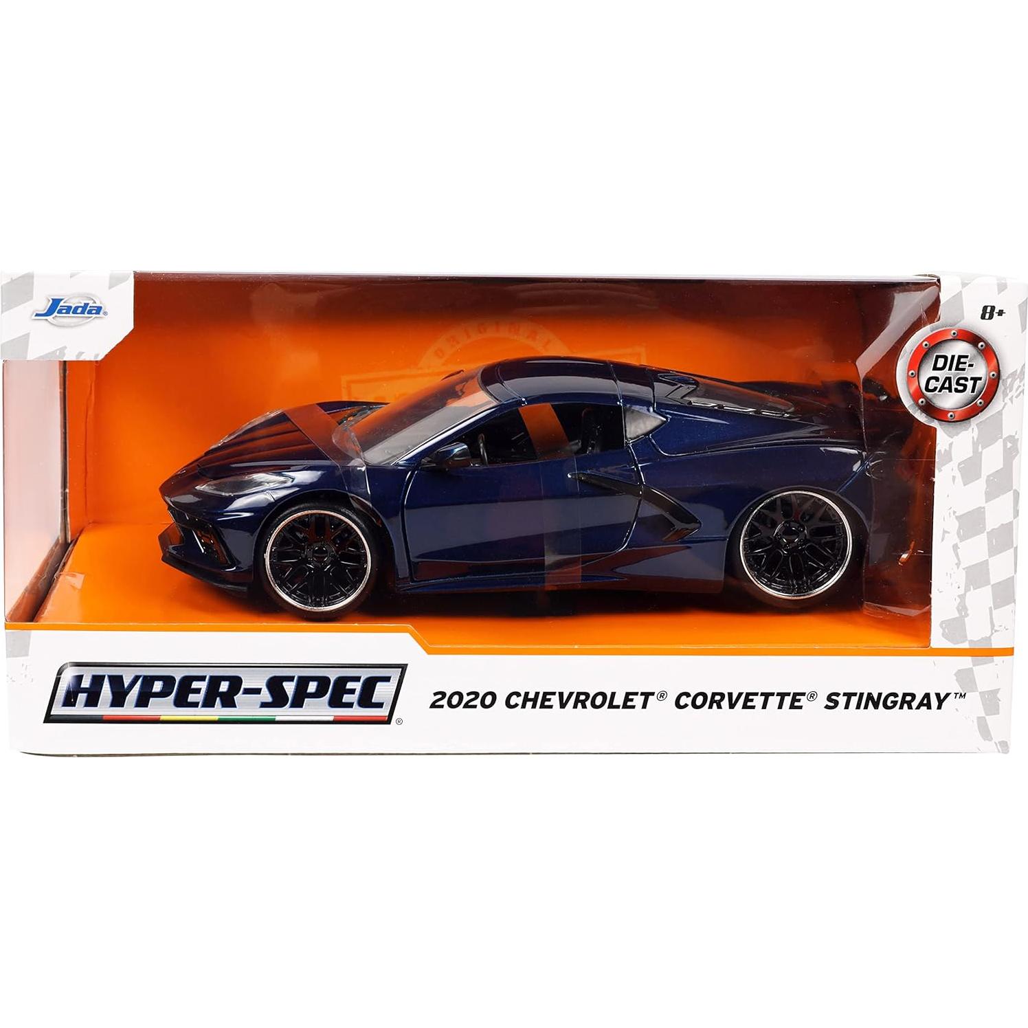 Modelo de Coche Diecast Jada 2020 Chevy Corvette C8 Azul 1:24