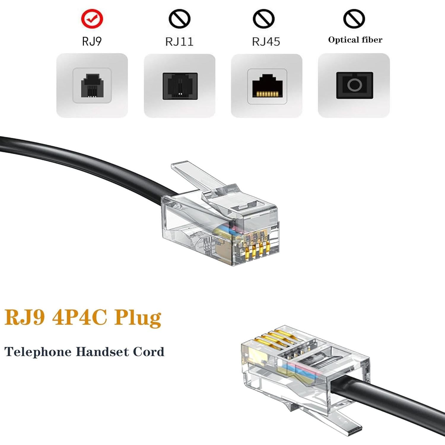 Cable de Teléfono RJ9 LanSenSu 2.4m Negro - 20 Paquetes
