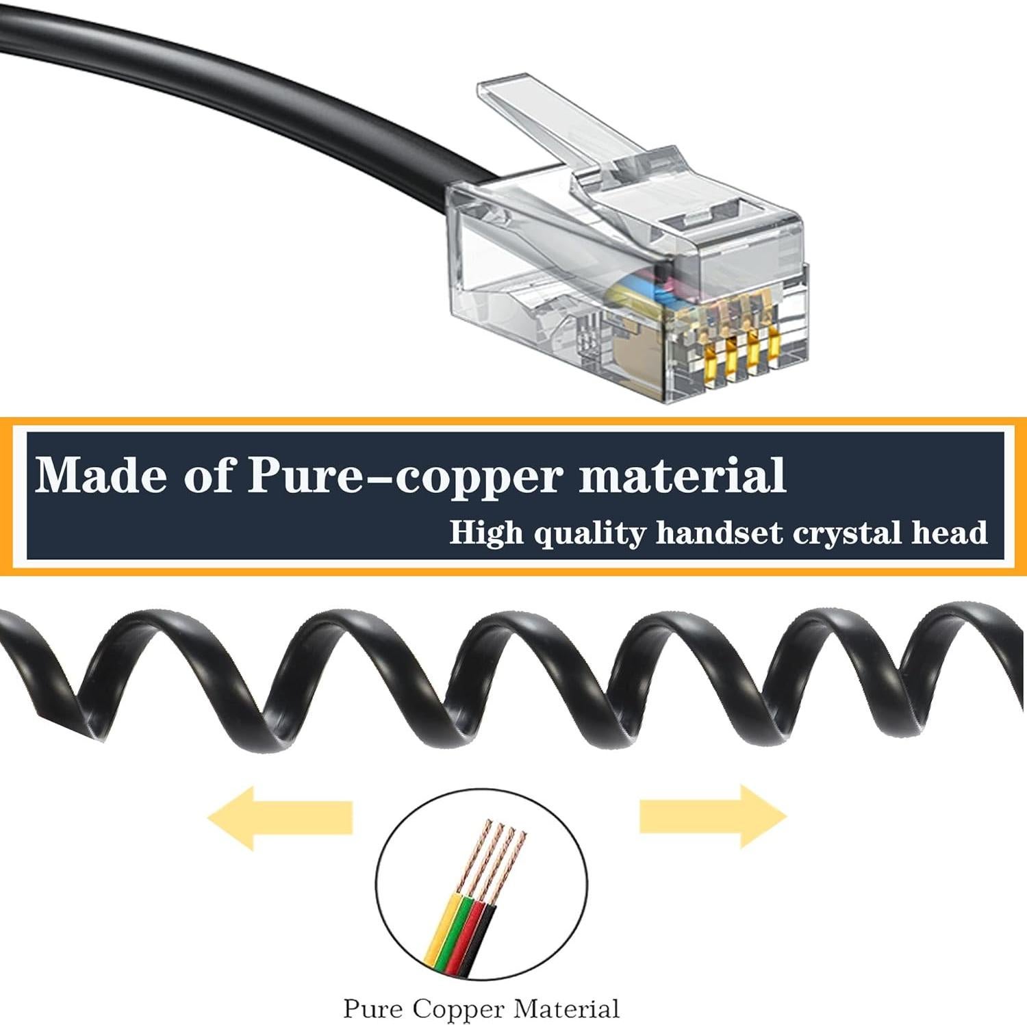 Cable de Teléfono RJ9 LanSenSu 2.4m Negro - 20 Paquetes