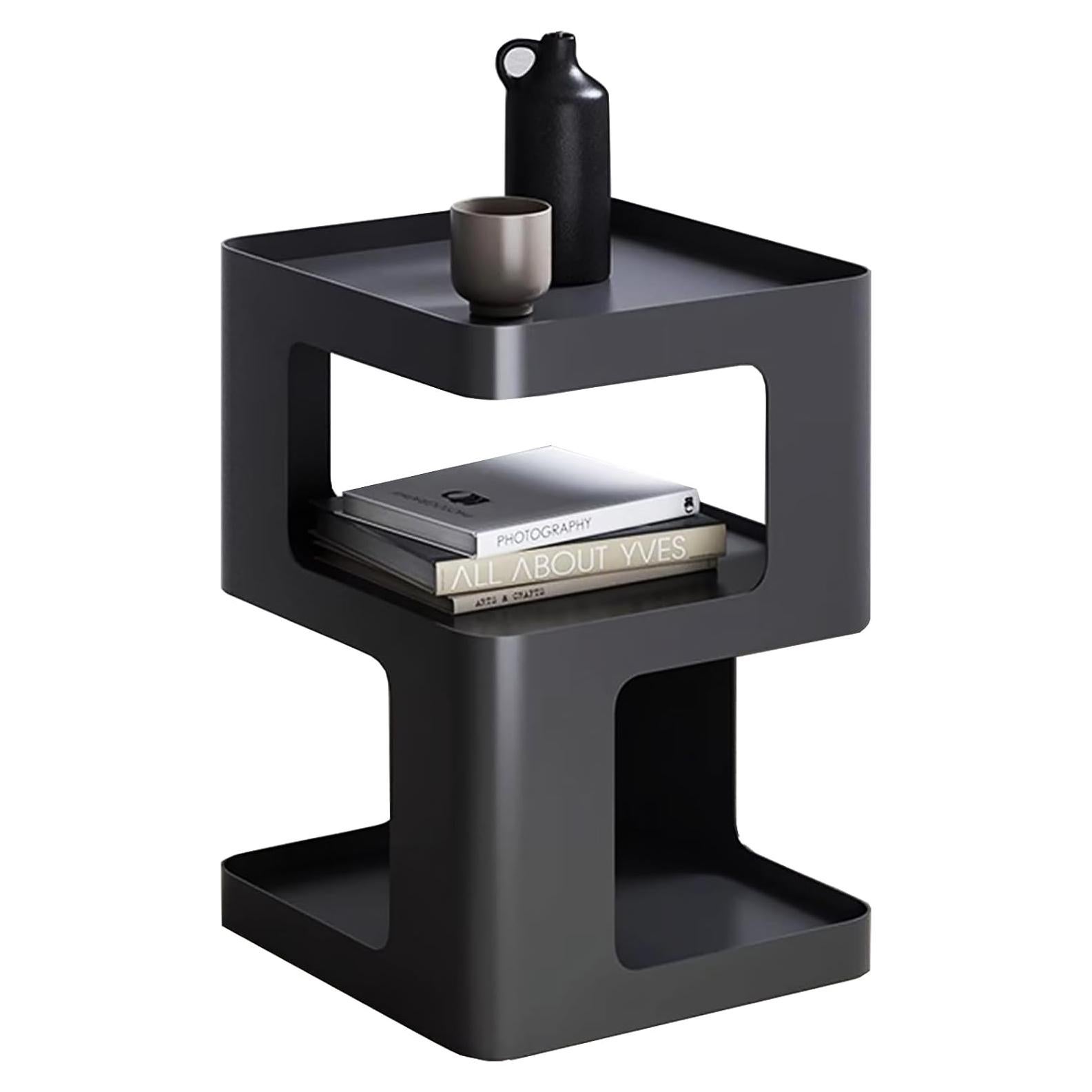 Mesa Lateral BUZUEY Negra Moderna con Almacenamiento