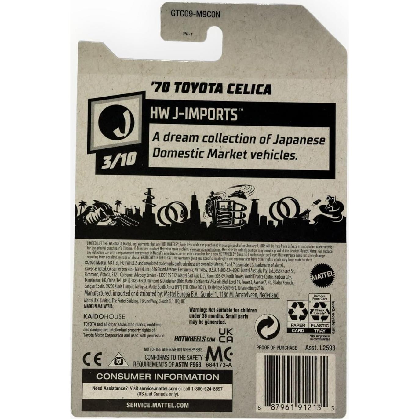 Hot Wheels Toyota Celica 1970 Verde 1:64 Coleccionable