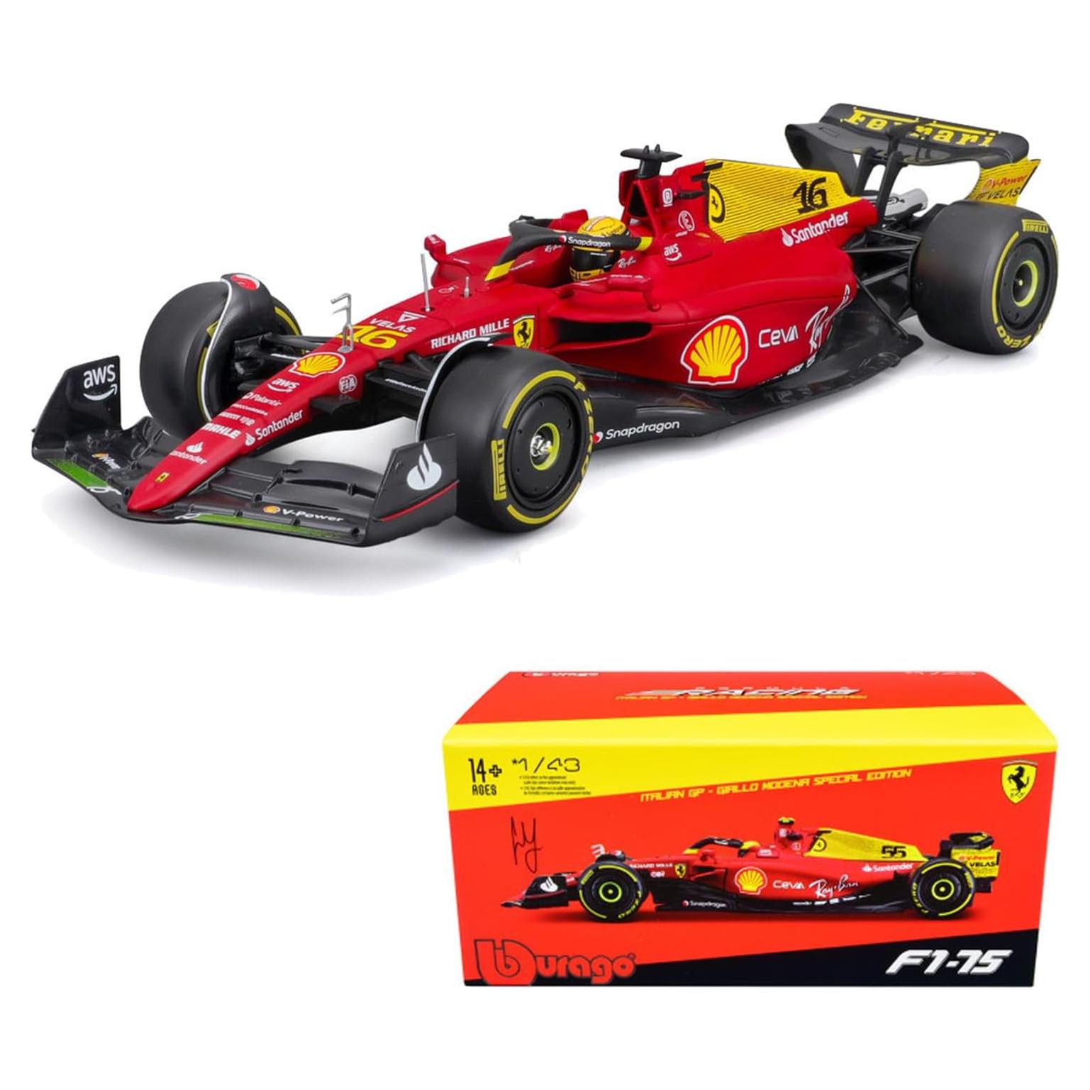 Modelo de Coche de Metal Bburago F1-75 Charles Leclerc 1/43