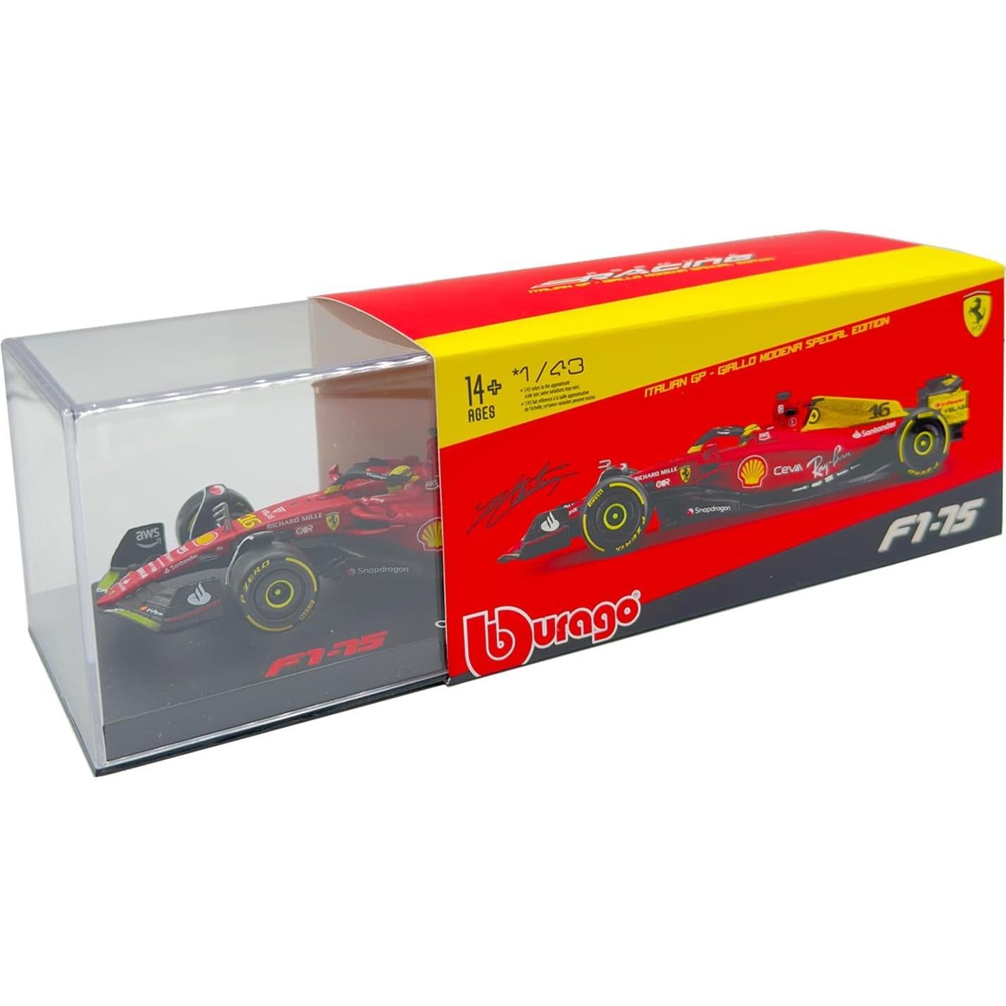 Modelo de Coche de Metal Bburago F1-75 Charles Leclerc 1/43