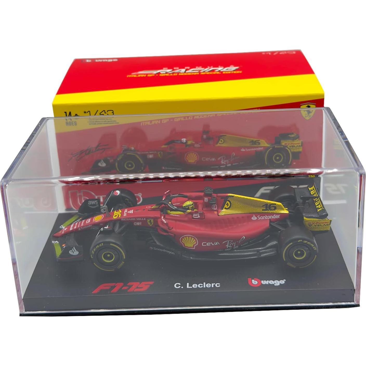 Modelo de Coche de Metal Bburago F1-75 Charles Leclerc 1/43