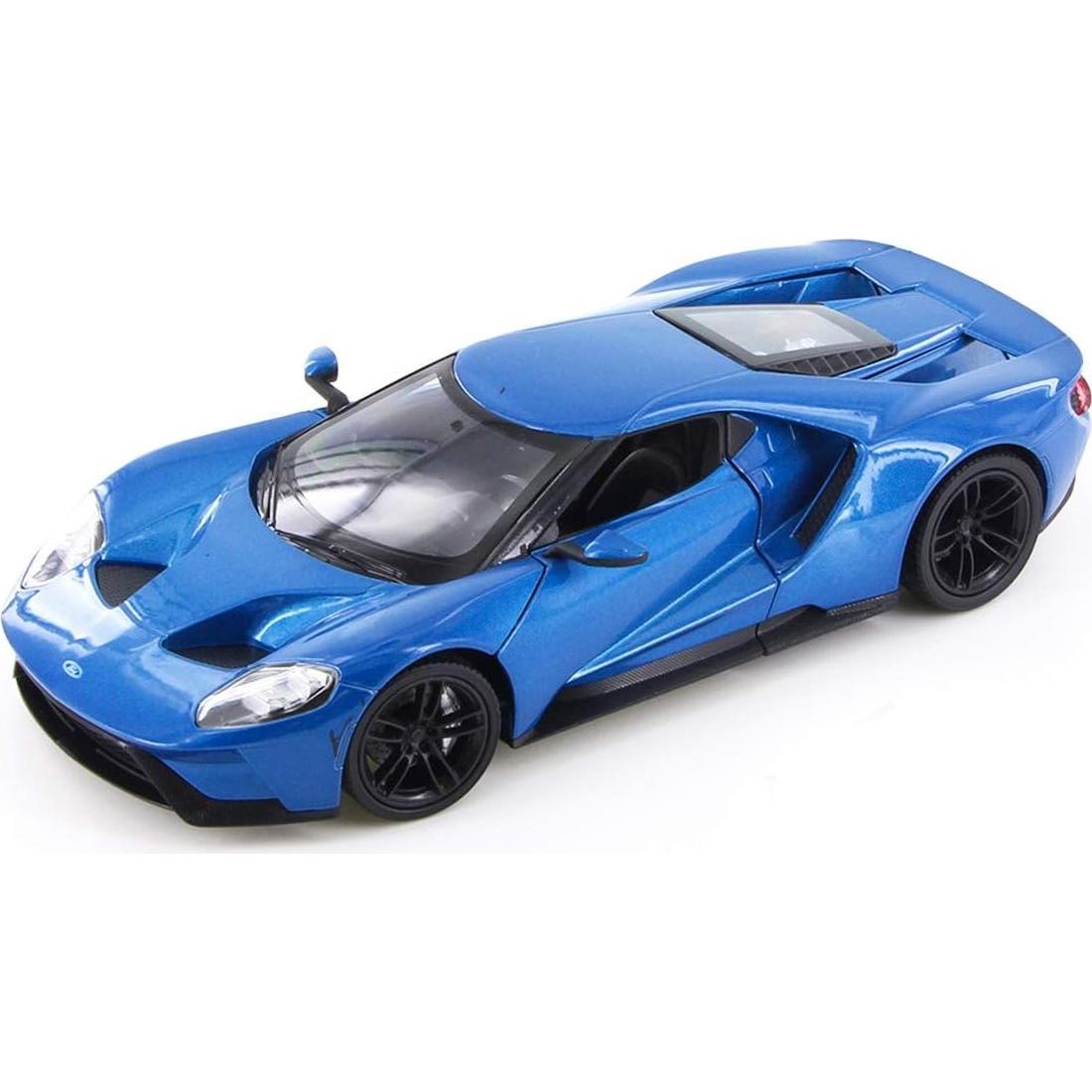 Miniatura Welly 1:24 Ford GT 2017 Azul con Neumáticos de Goma