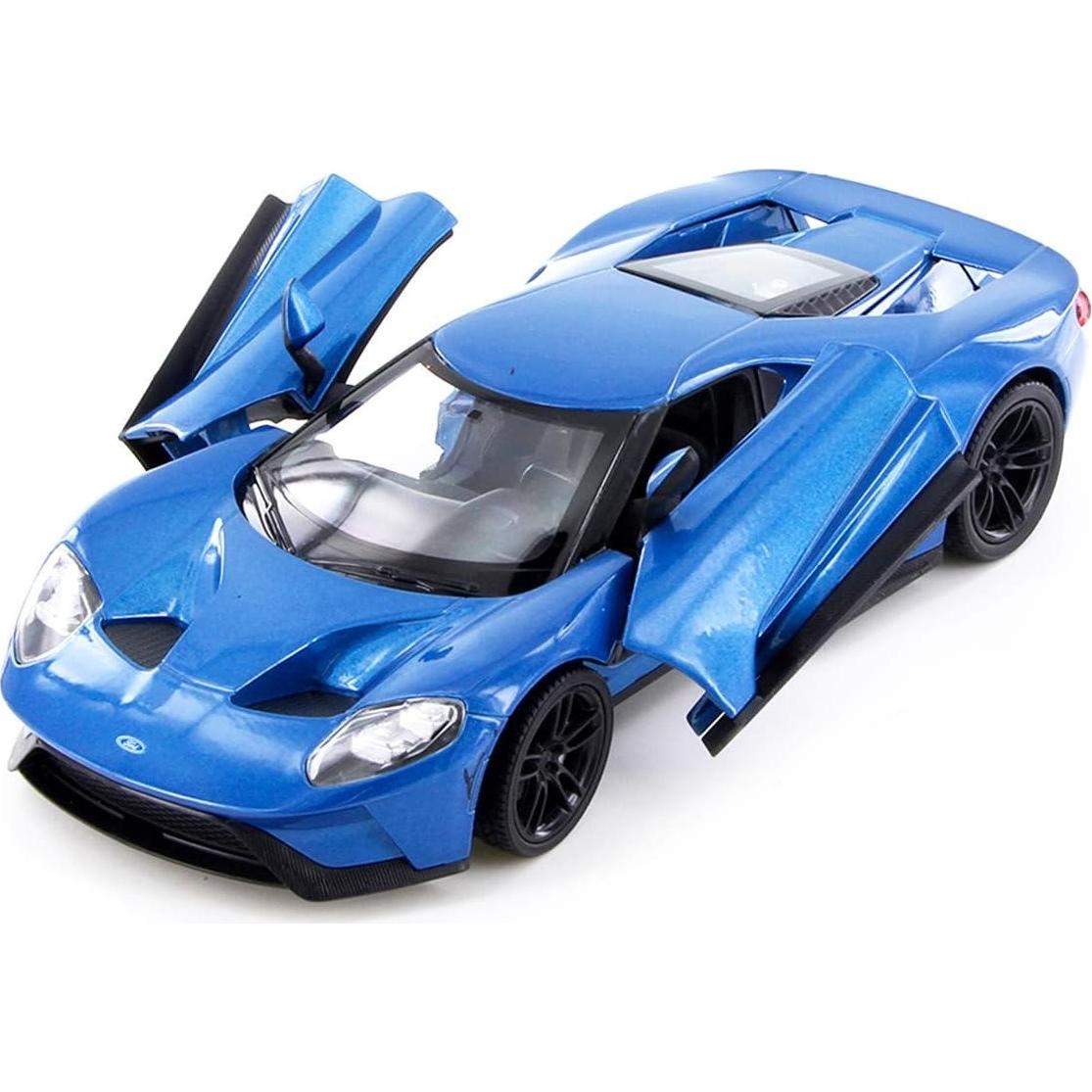 Miniatura Welly 1:24 Ford GT 2017 Azul con Neumáticos de Goma