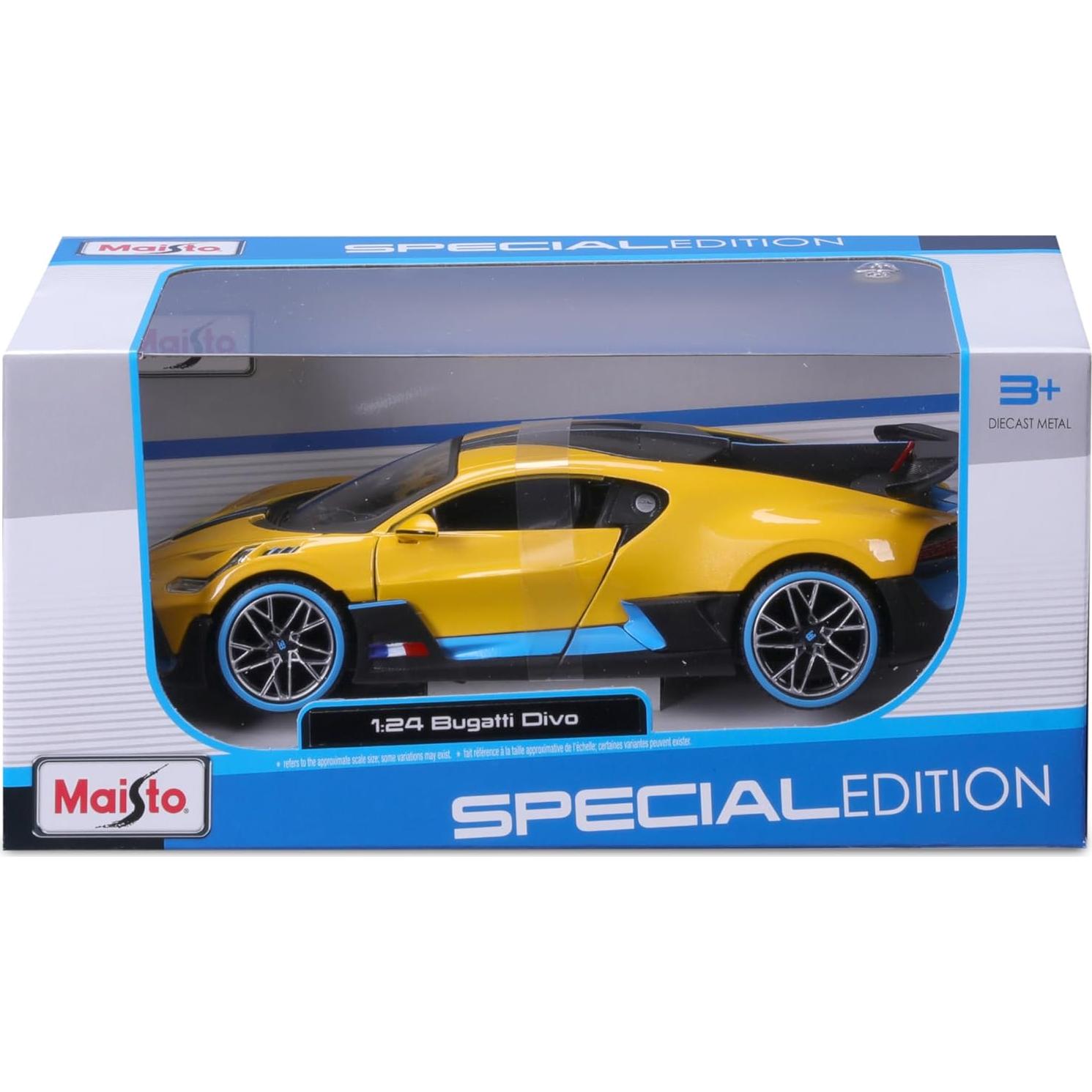 Maisto Bugatti Divo Coche de Modelo 1:24 Amarillo Coleccionable