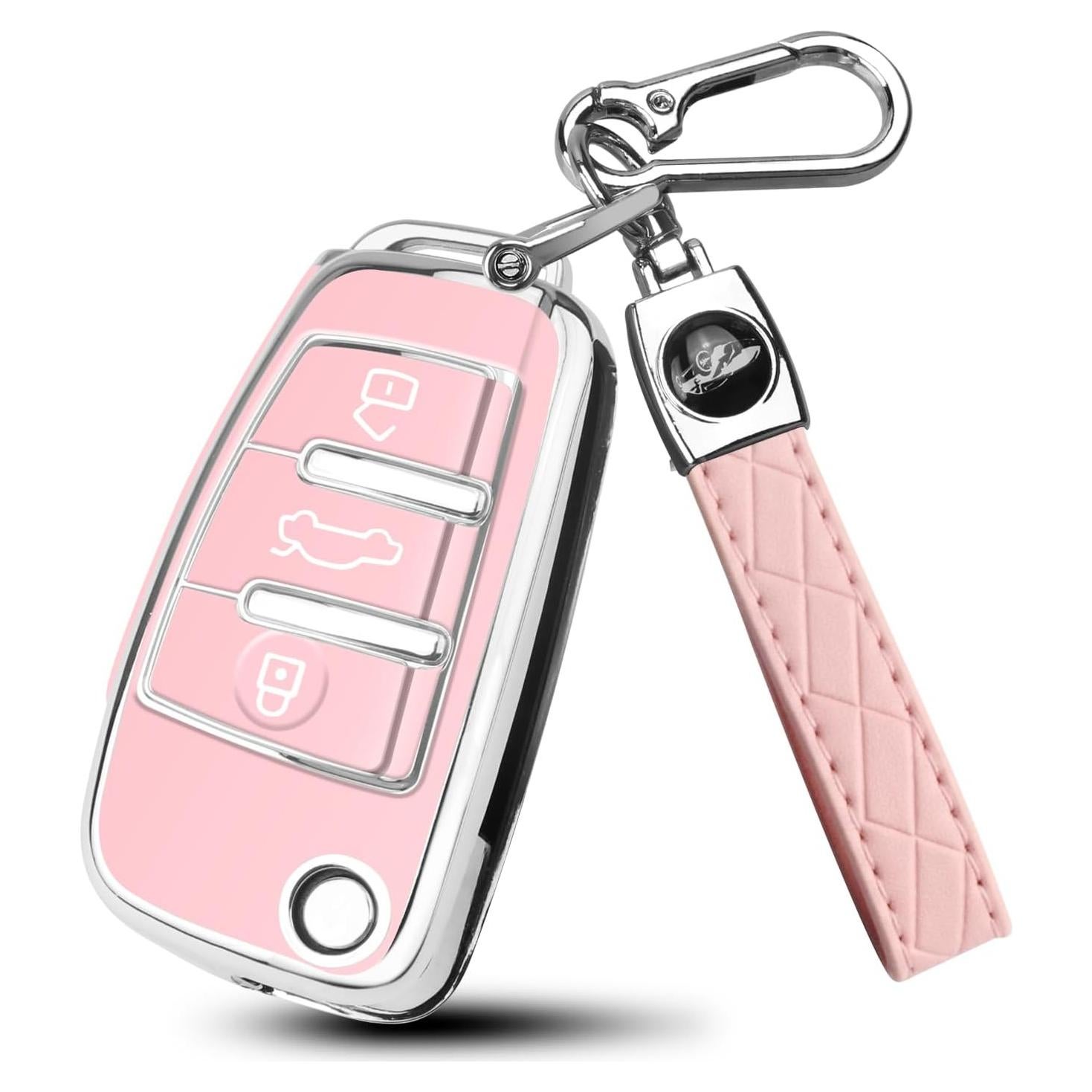 Cubierta de Llave Audi 3 Botones TPU Rosa - A1 A3 Q3 Q7 R8