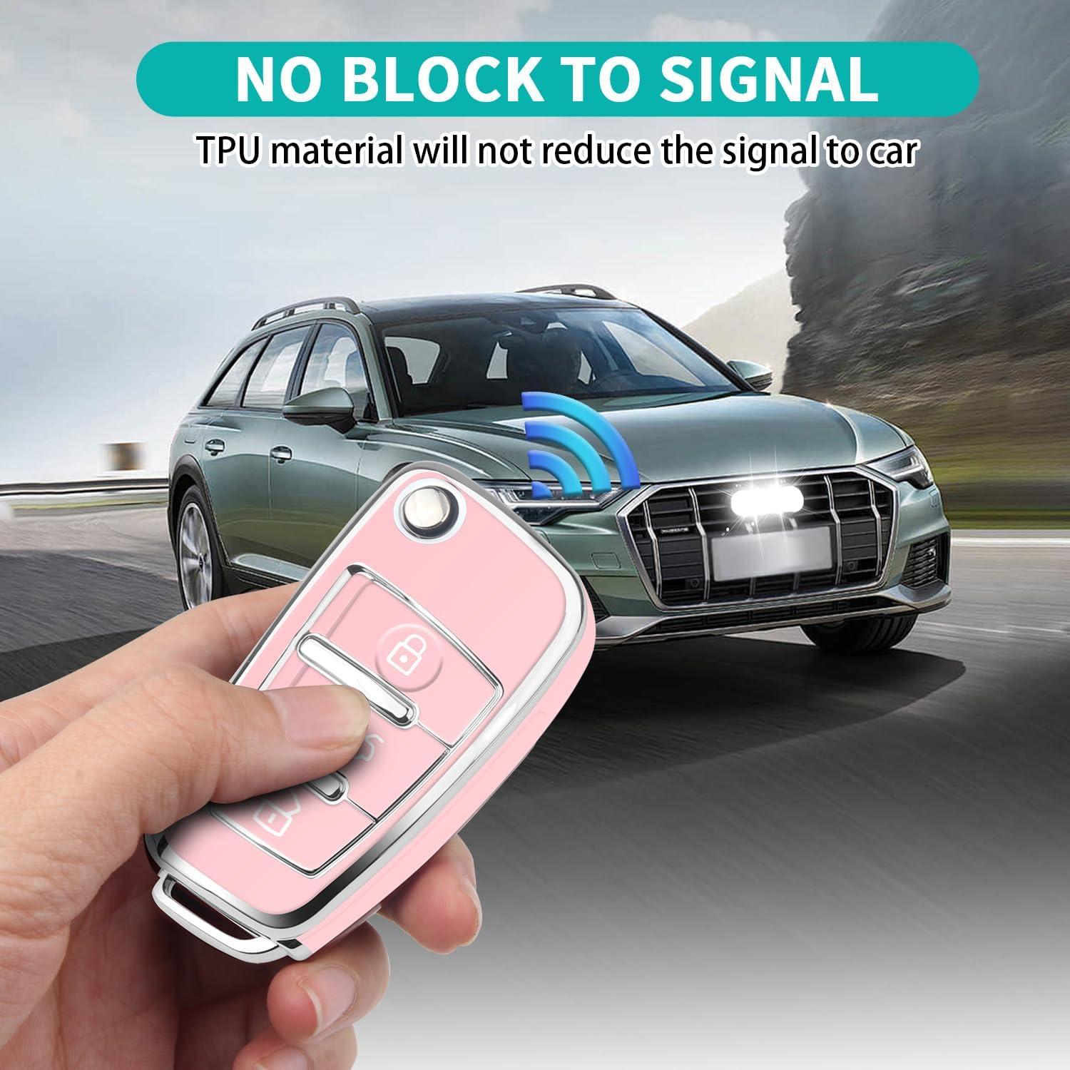 Cubierta de Llave Audi 3 Botones TPU Rosa - A1 A3 Q3 Q7 R8