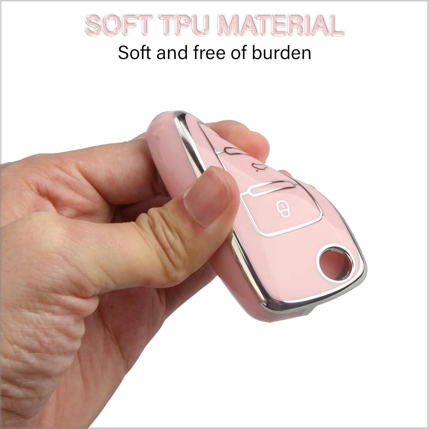 Cubierta de Llave VW QBUC Rosa TPU Suave Compatible Jetta Golf