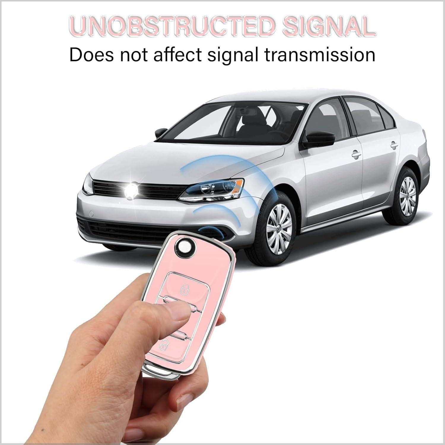 Cubierta de Llave VW QBUC Rosa TPU Suave Compatible Jetta Golf