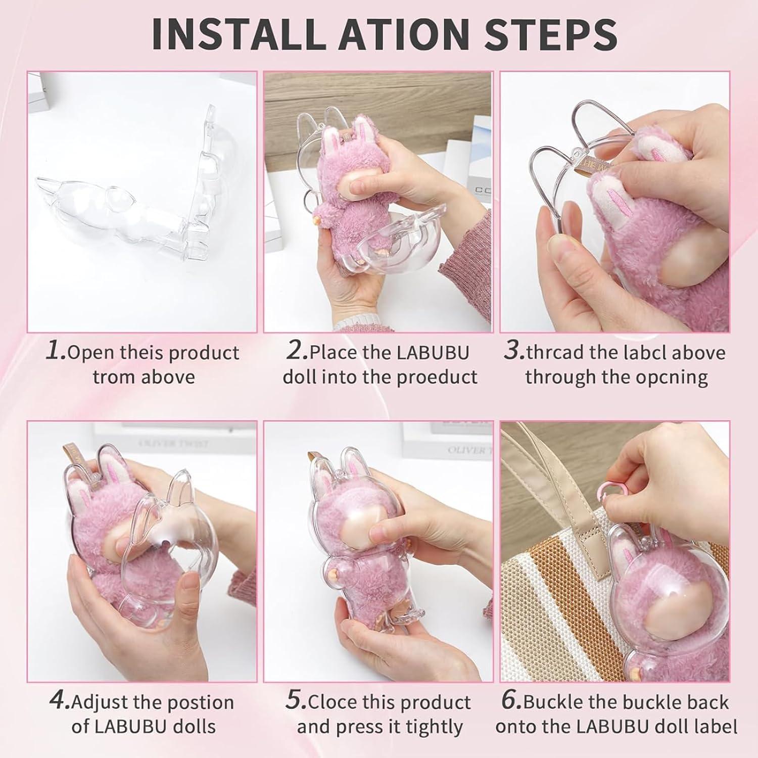 Caja Protectora de Plástico Labubu para Muñecas - 15.88x10.21x8.79 cm
